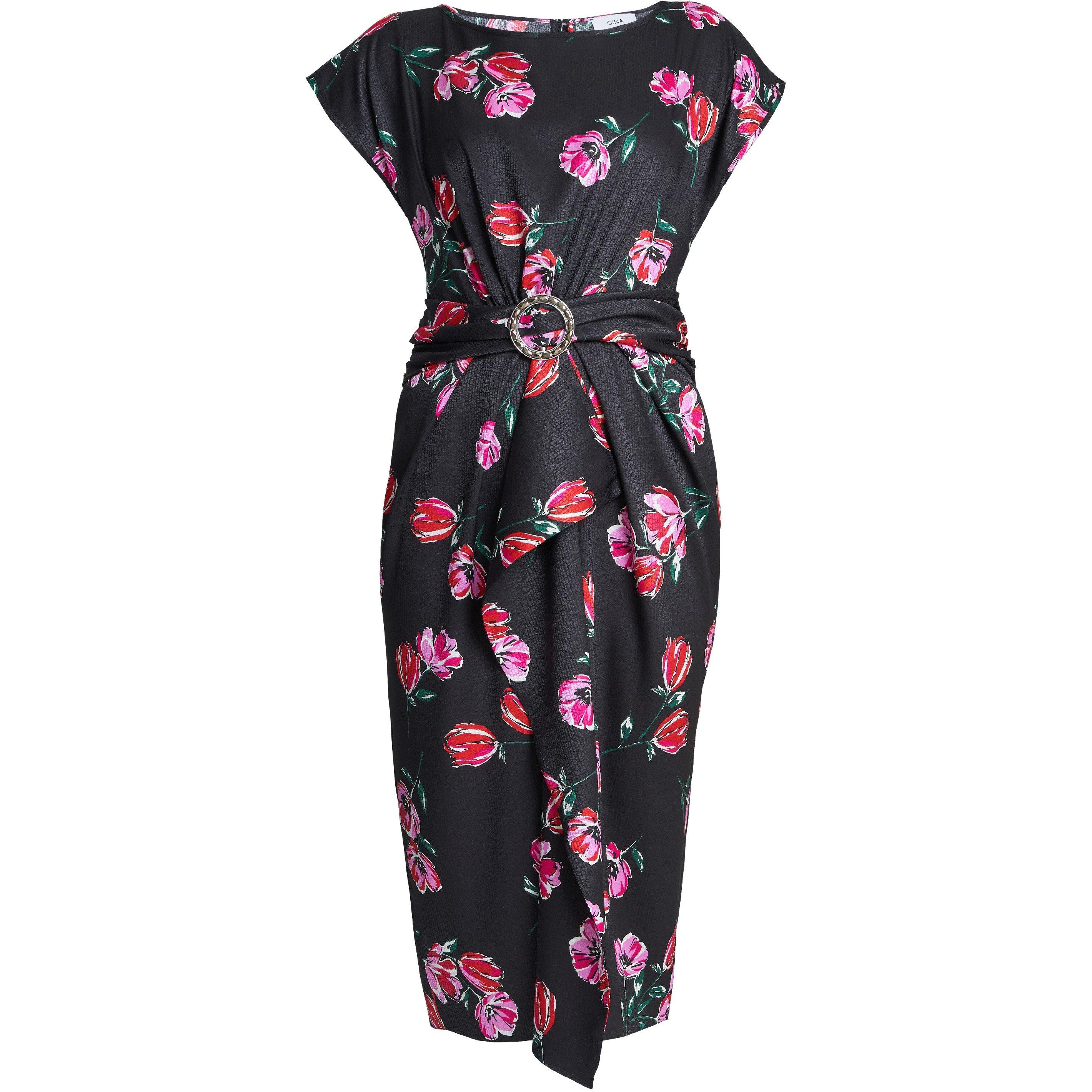 Black Pink - Gina Bacconi - Saffron Floral Print Satin Dress - 4