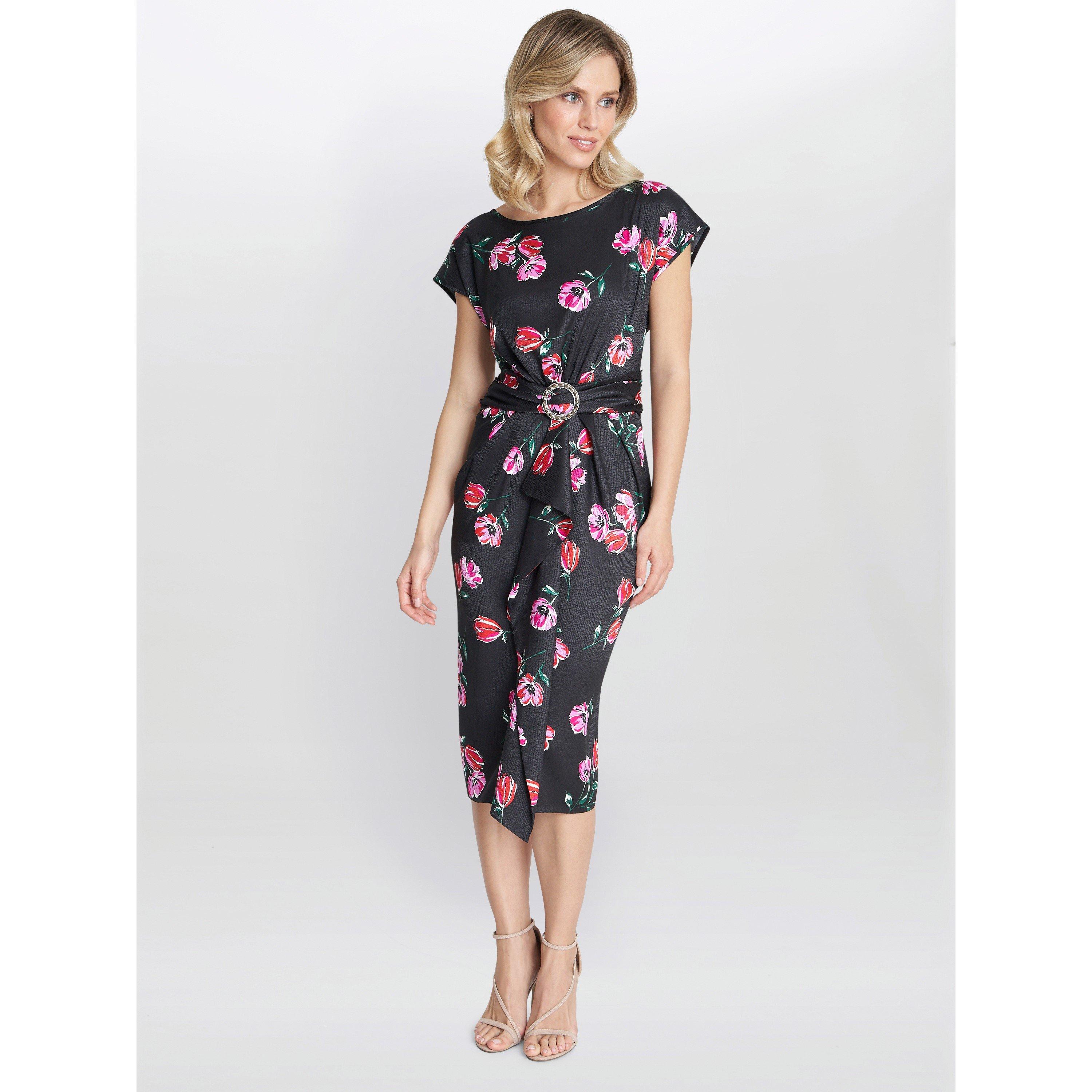 Black Pink - Gina Bacconi - Saffron Floral Print Satin Dress - 5