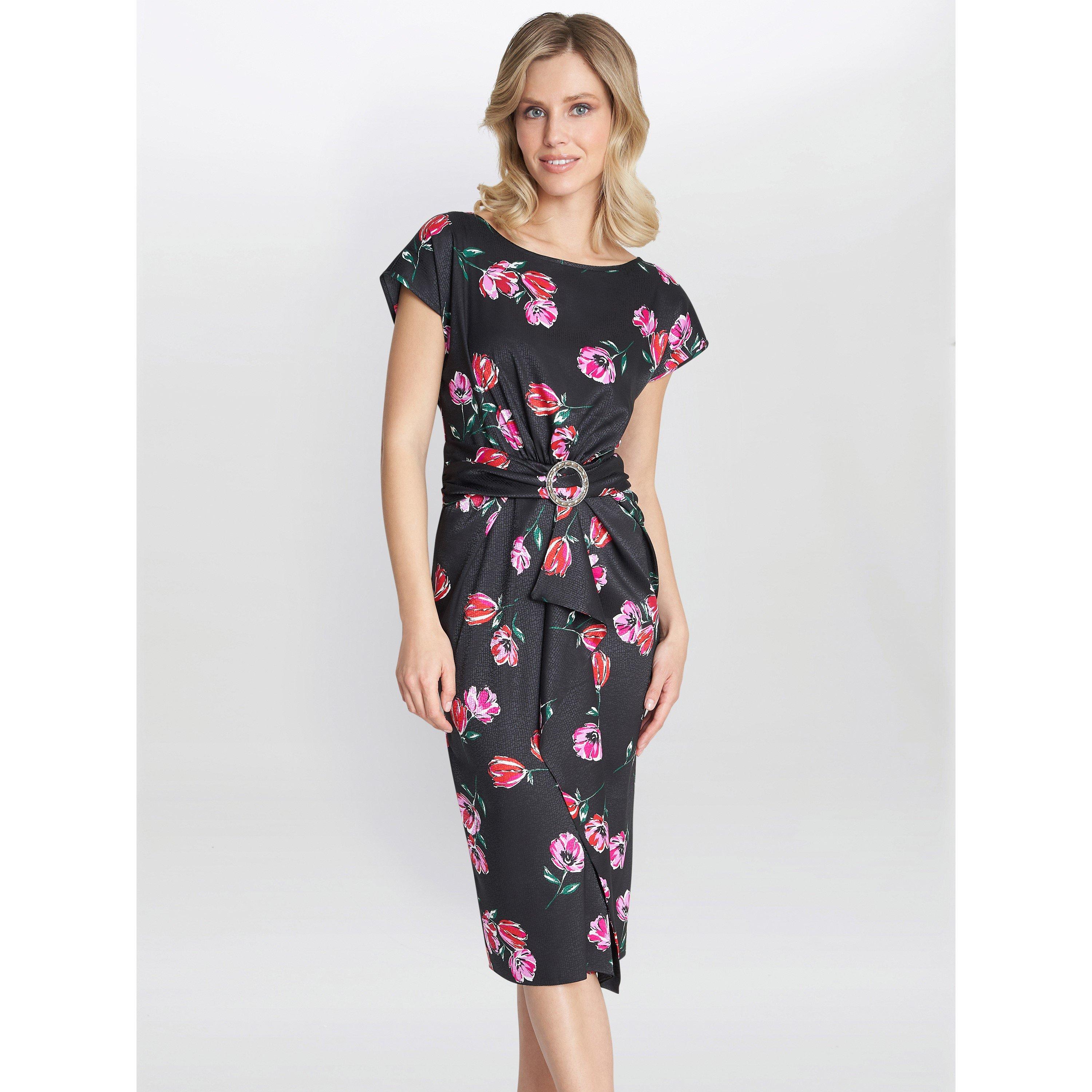 Black Pink - Gina Bacconi - Saffron Floral Print Satin Dress - 6
