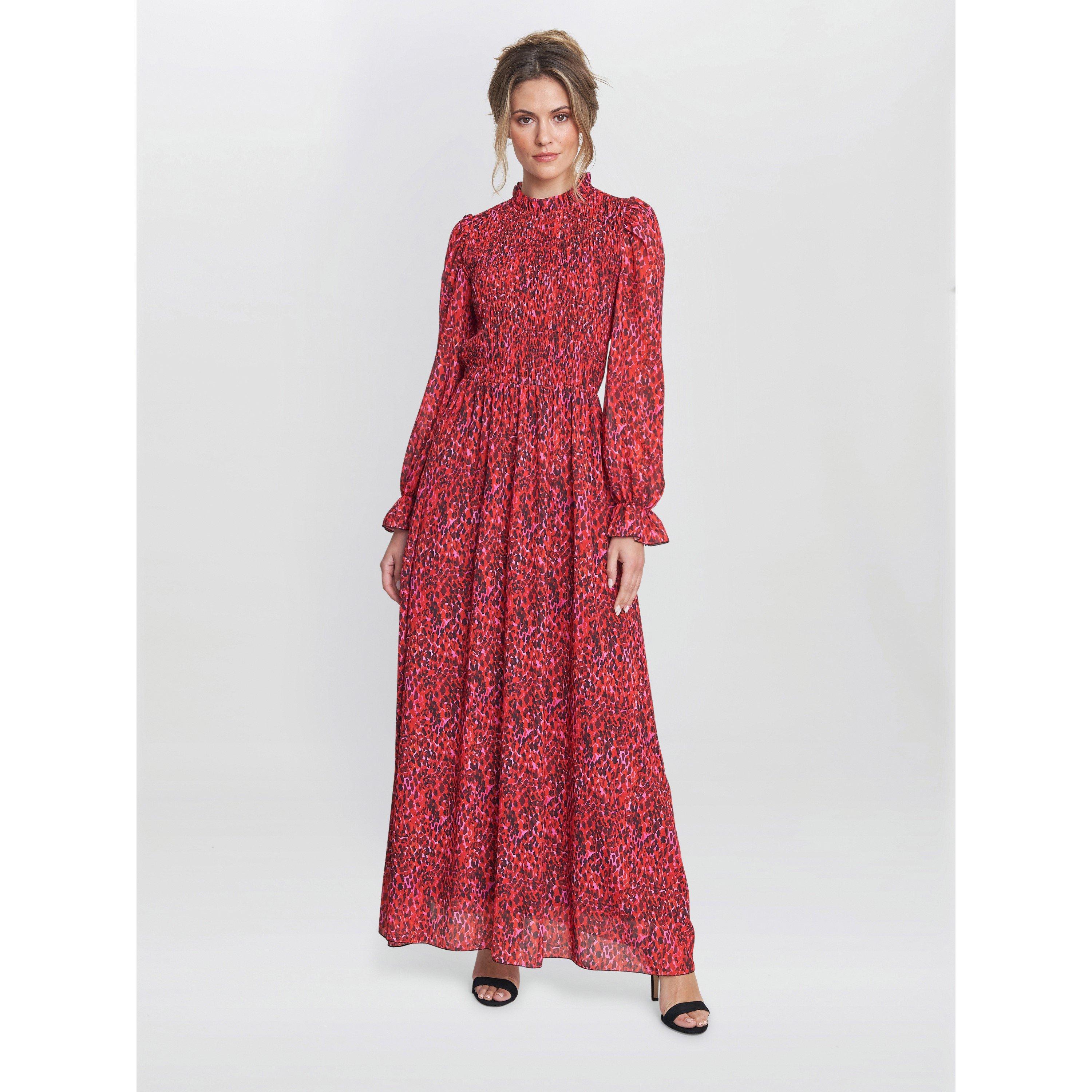 Red - Gina Bacconi - Thea Sheered Long Sleeve Dress - 1