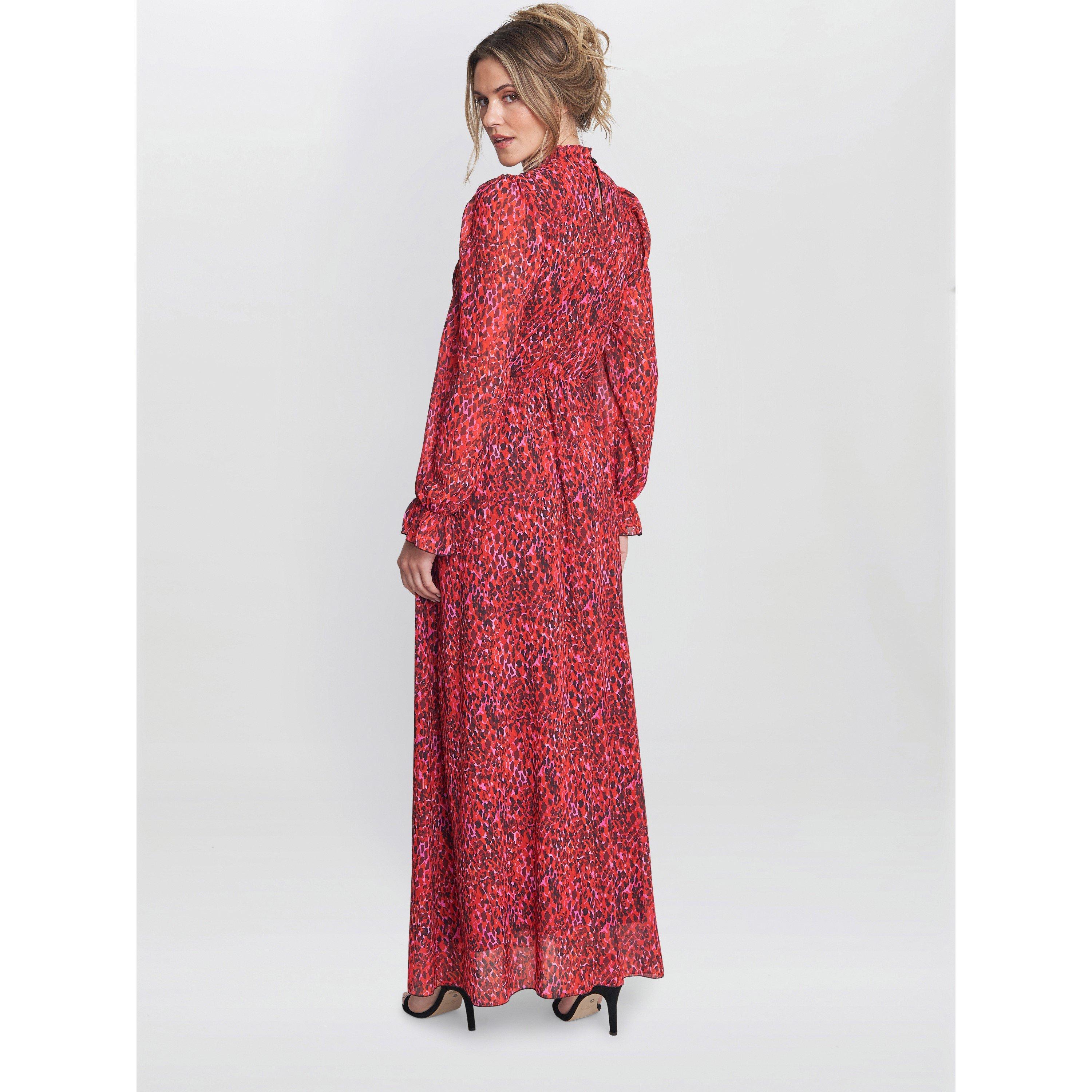 Red - Gina Bacconi - Thea Sheered Long Sleeve Dress - 2