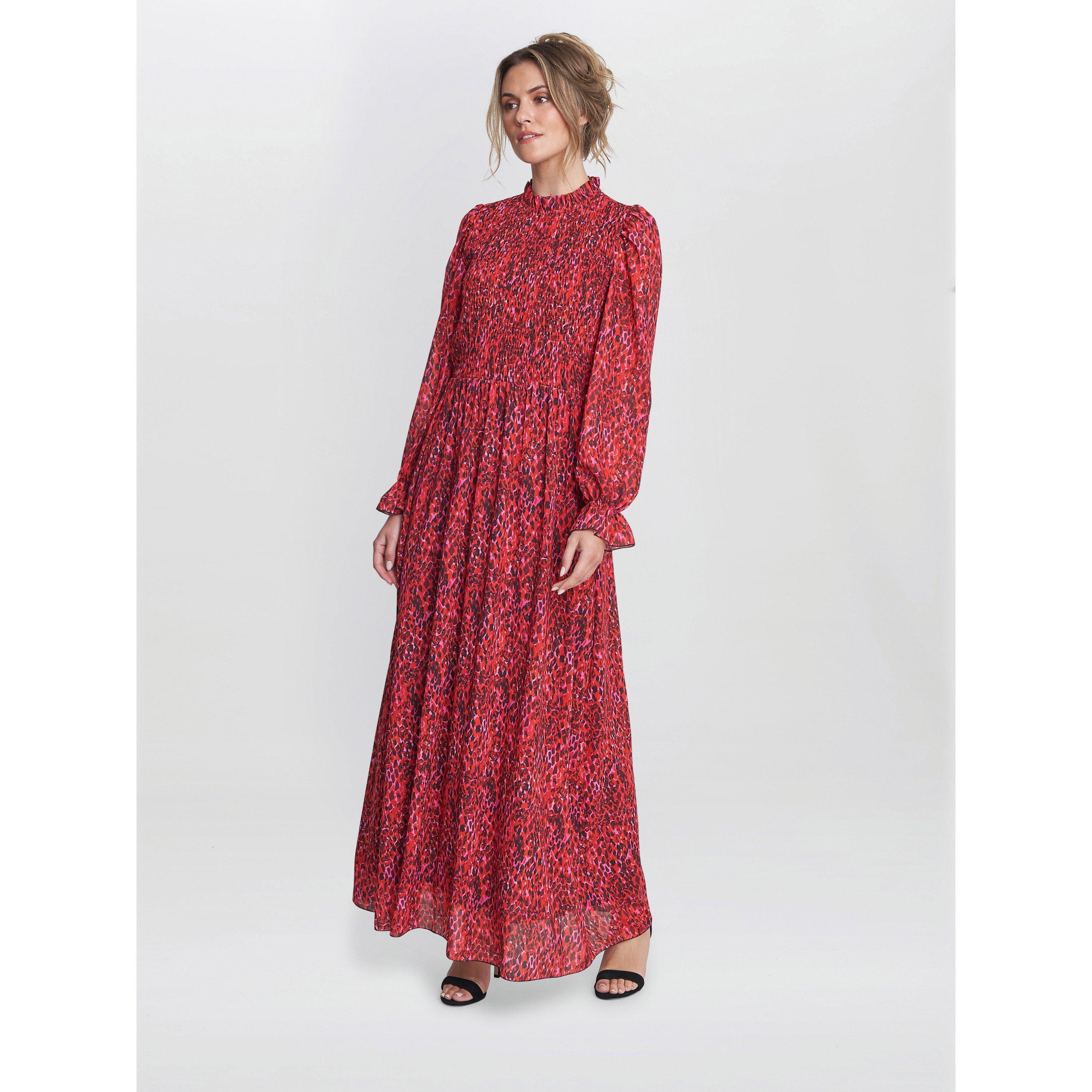 Red - Gina Bacconi - Thea Sheered Long Sleeve Dress - 3