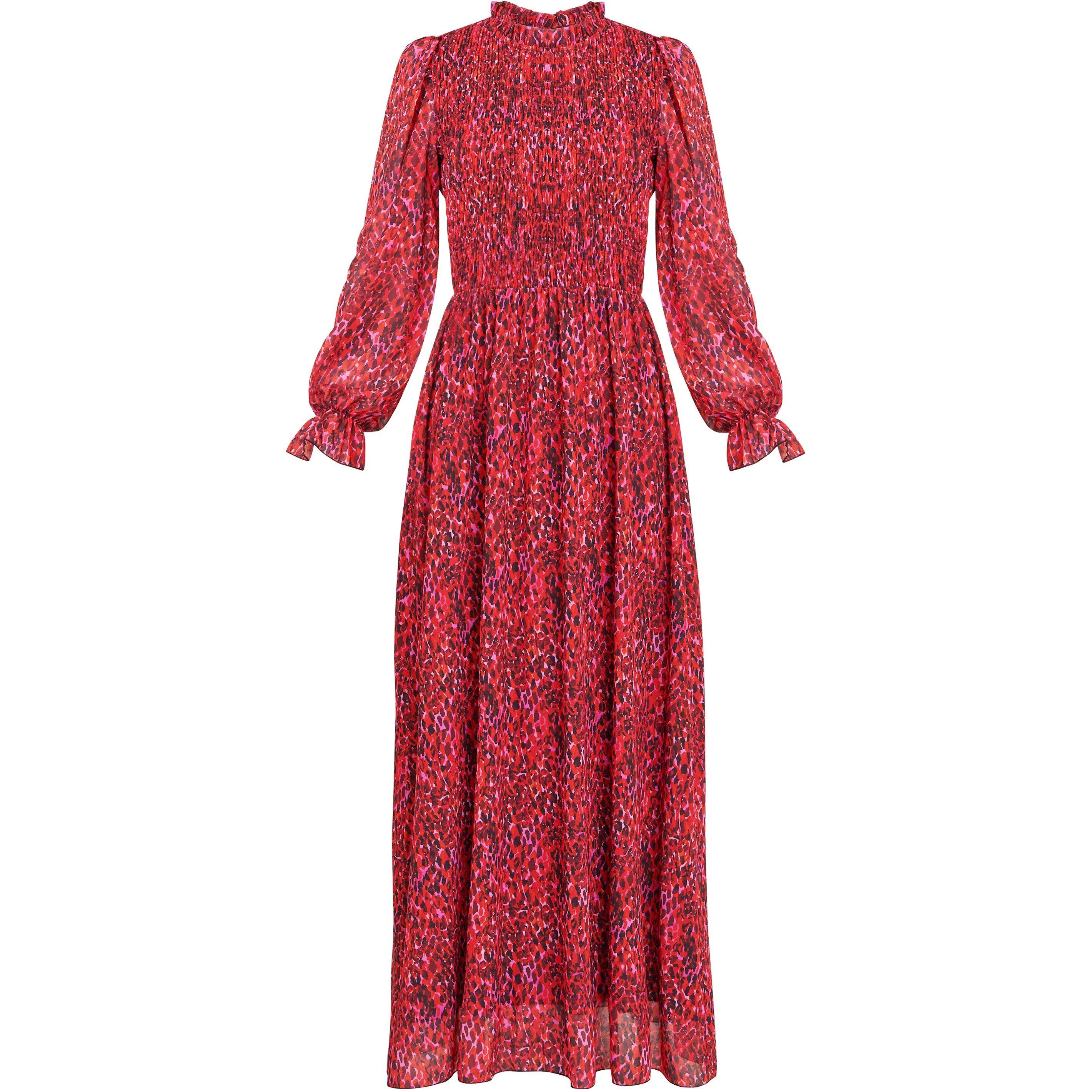 Red - Gina Bacconi - Thea Sheered Long Sleeve Dress - 4