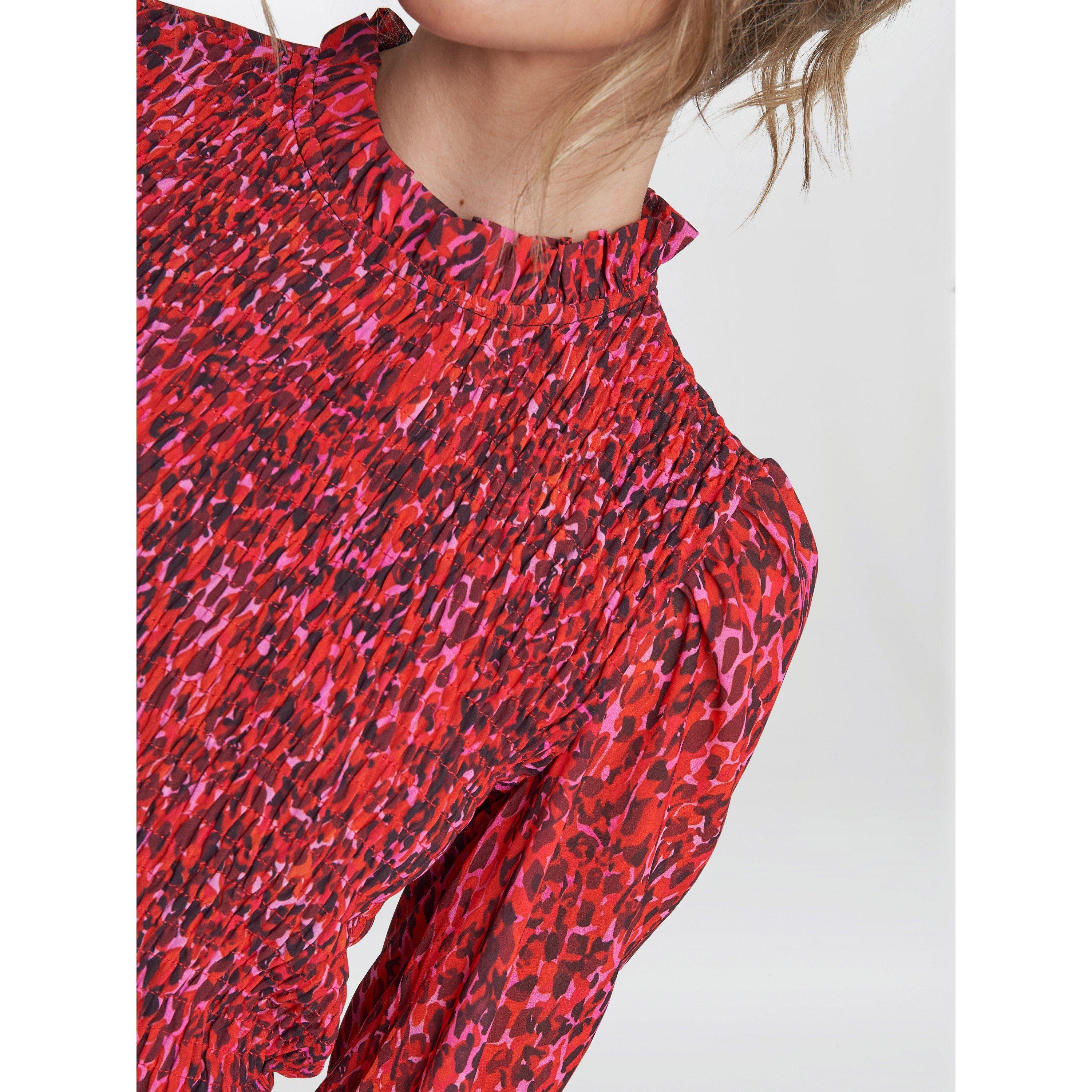 Red - Gina Bacconi - Thea Sheered Long Sleeve Dress - 5