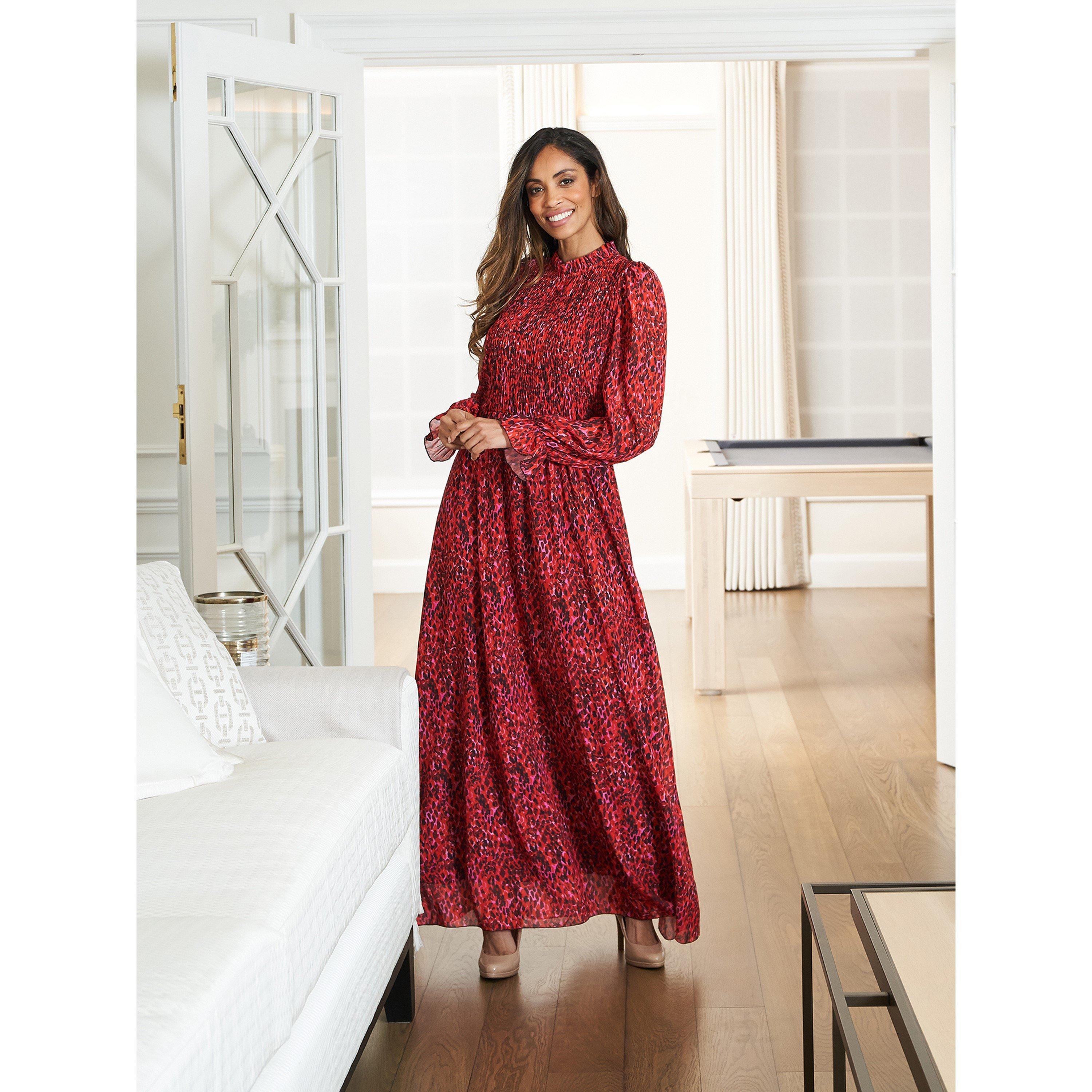 Red - Gina Bacconi - Thea Sheered Long Sleeve Dress - 6