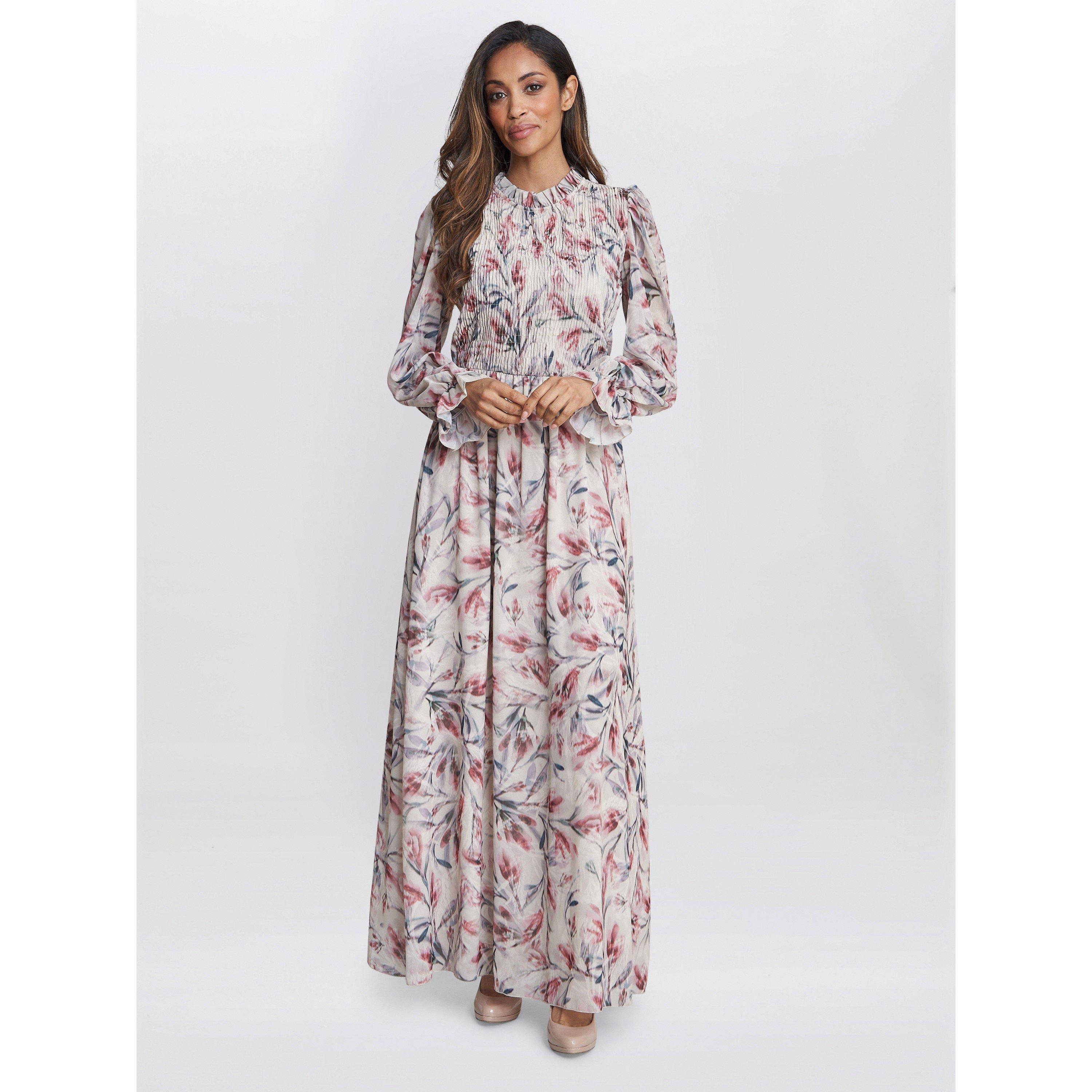 Gina Bacconi Women's Thea Sheered Long Sleeve Dress - White /  - S