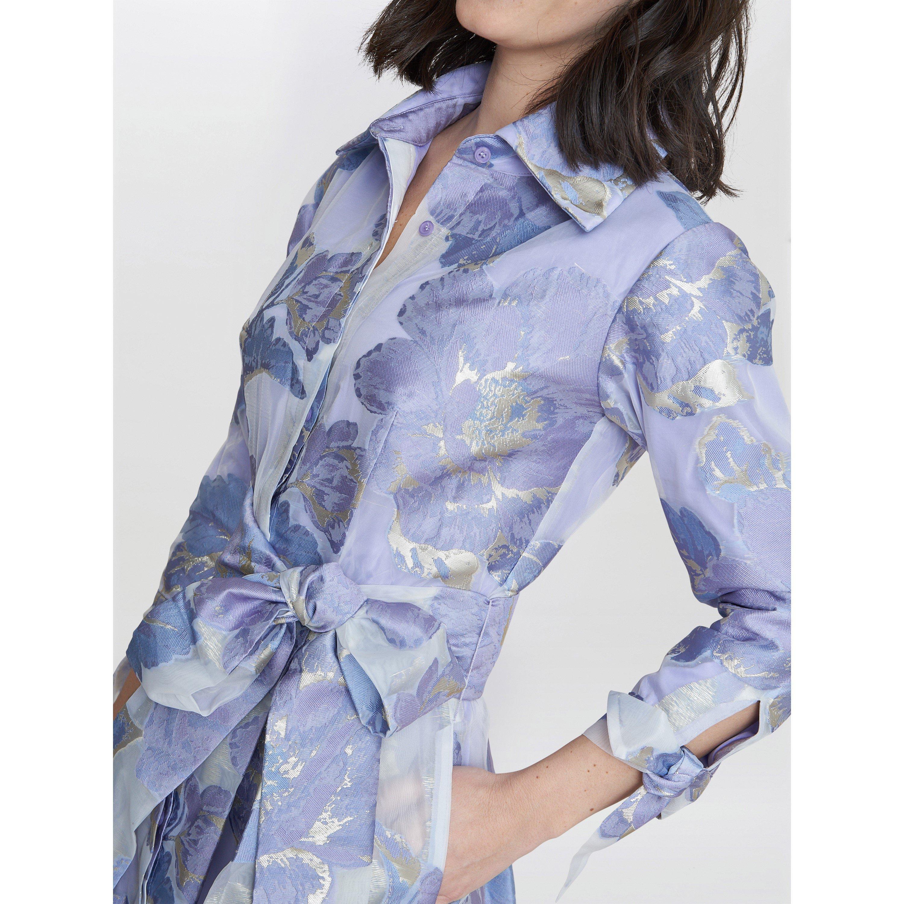 Multi - Gina Bacconi - Lauren Jacquard Shirt Dress - 5