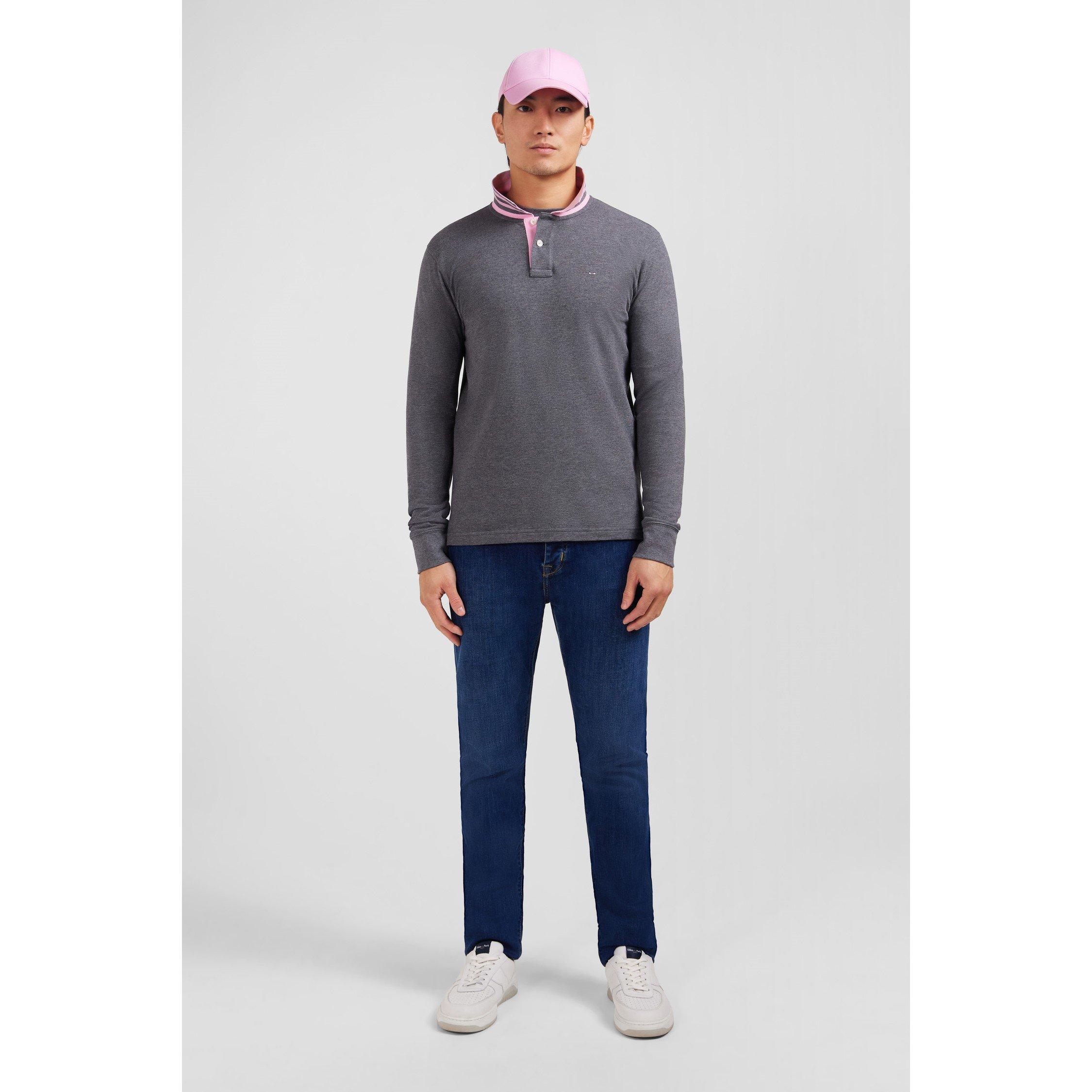 Grf - Eden Park - Grey cotton polo with contrasting neck - 1