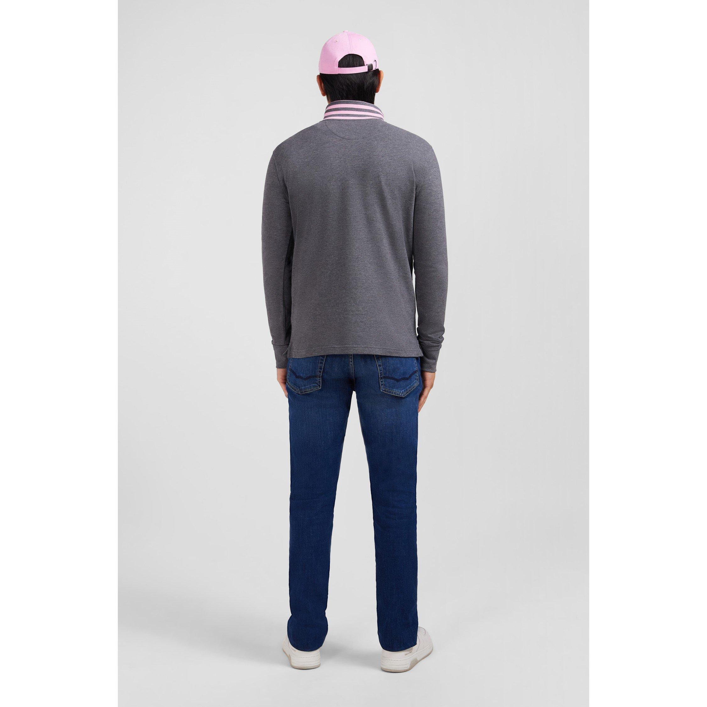 Grf - Eden Park - Grey cotton polo with contrasting neck - 3