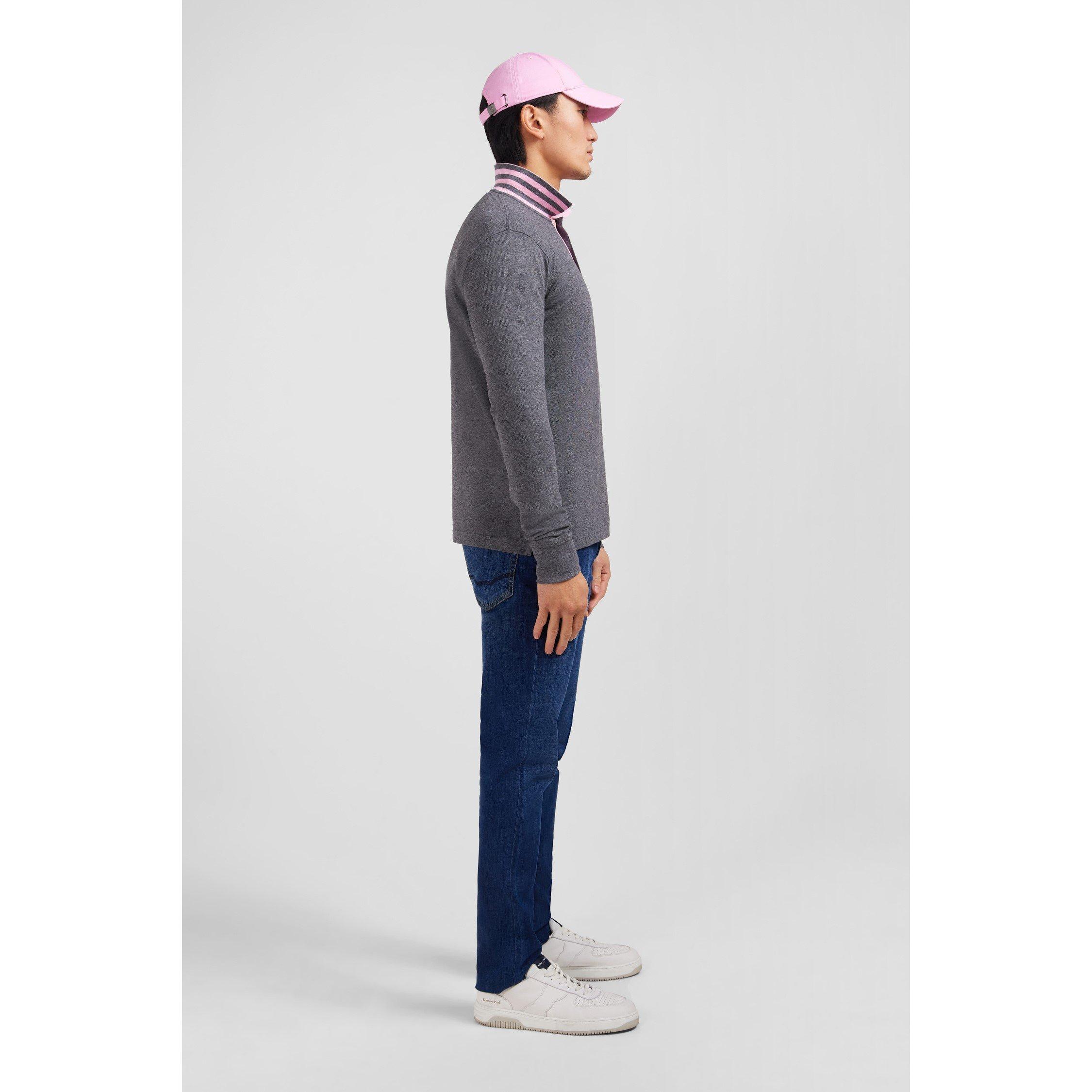 Grf - Eden Park - Grey cotton polo with contrasting neck - 5