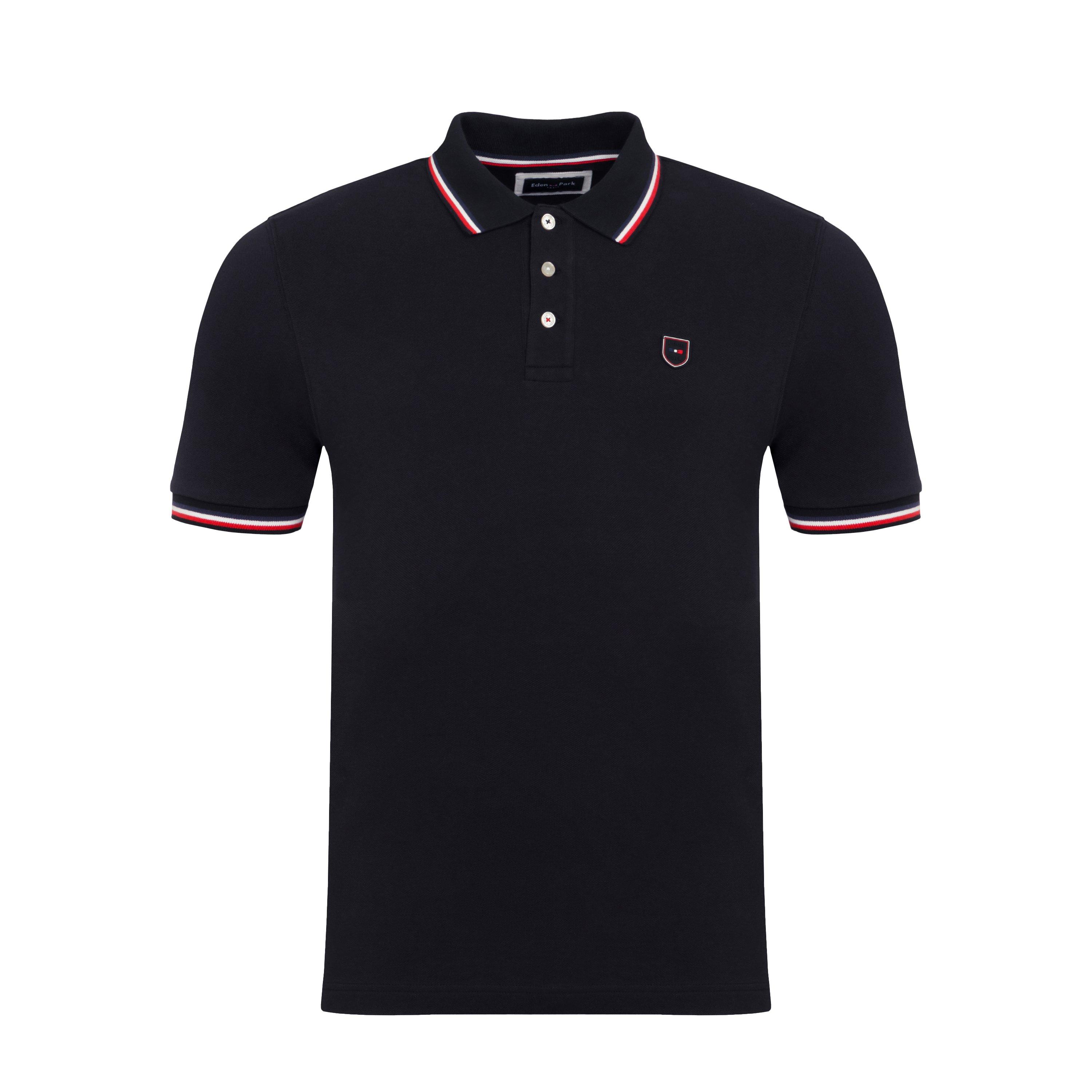 Eden Park Men's Navy Blue Short-Sleeved Polo Shirt - Blf - 5XL
