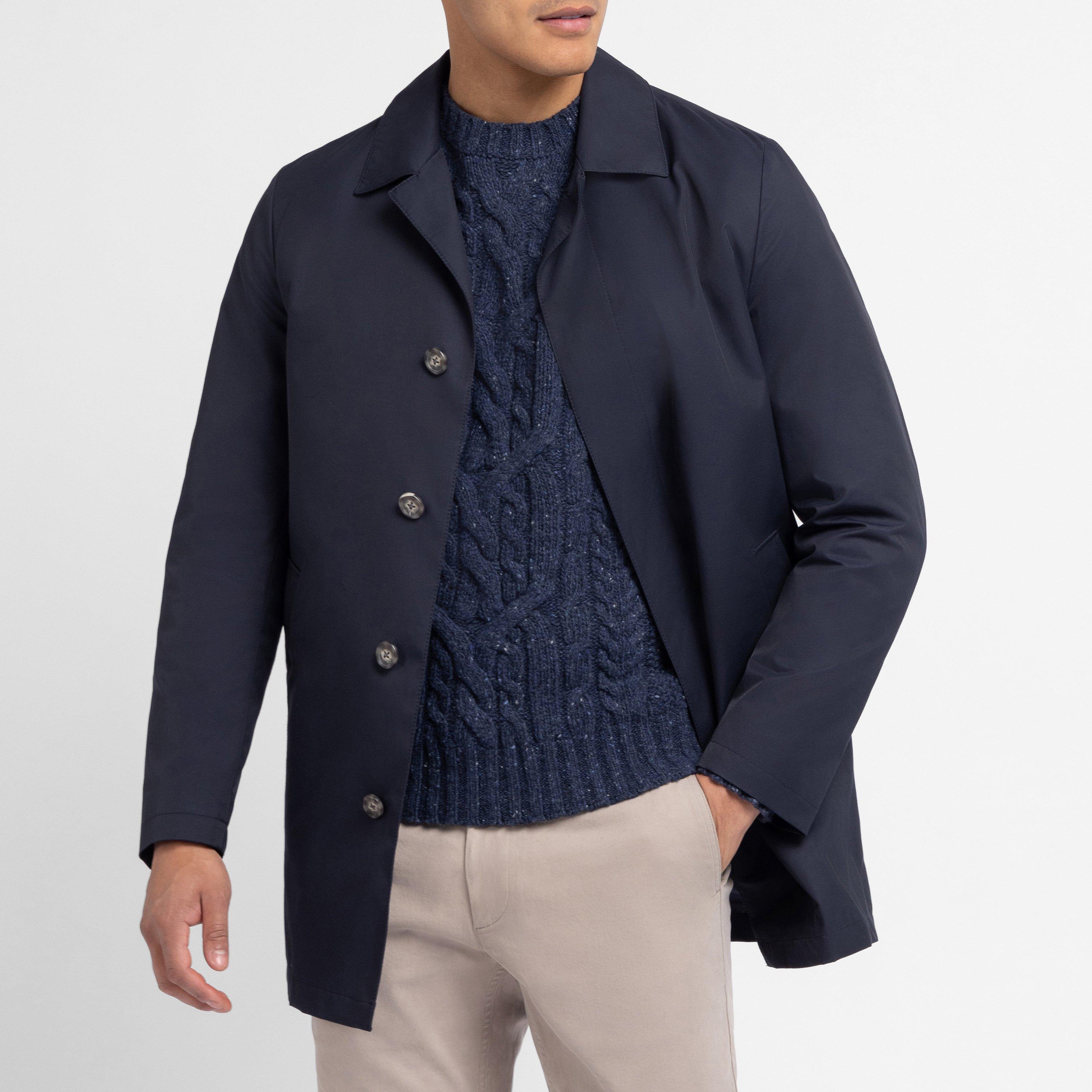 Blf - Eden Park - Men's Navy Water-Repellent Cotton Loose Fit Raincoat - 2