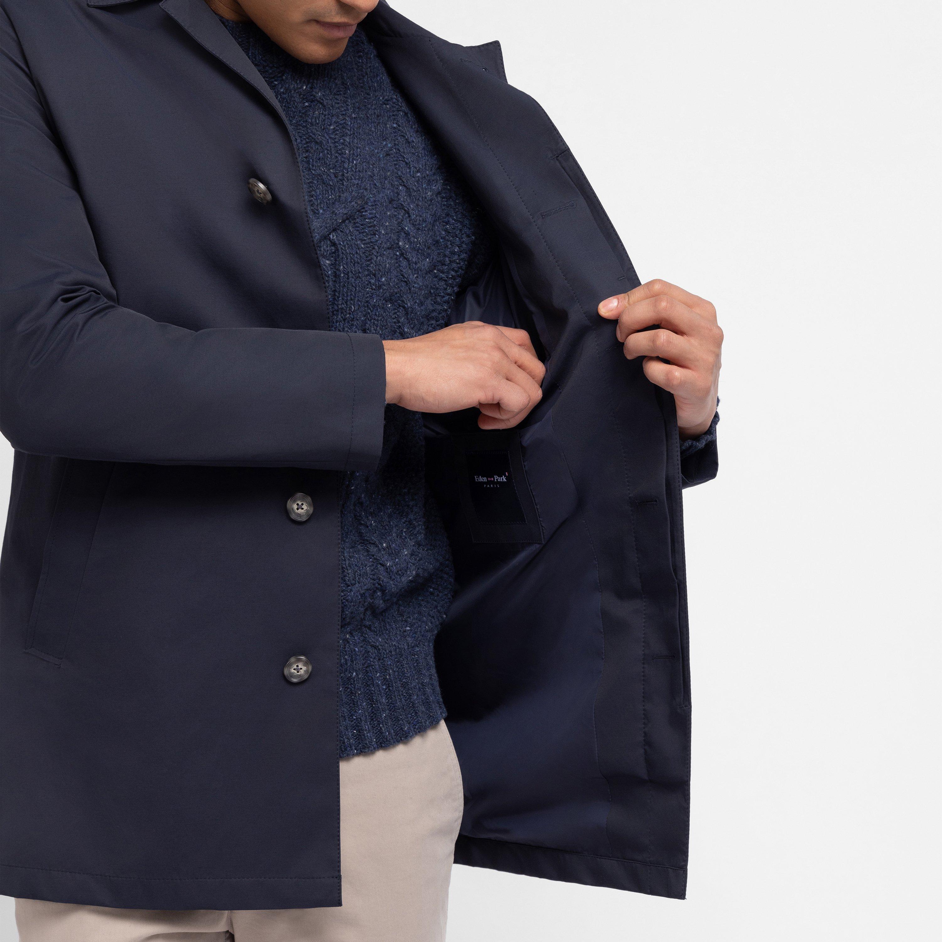 Blf - Eden Park - Men's Navy Water-Repellent Cotton Loose Fit Raincoat - 4