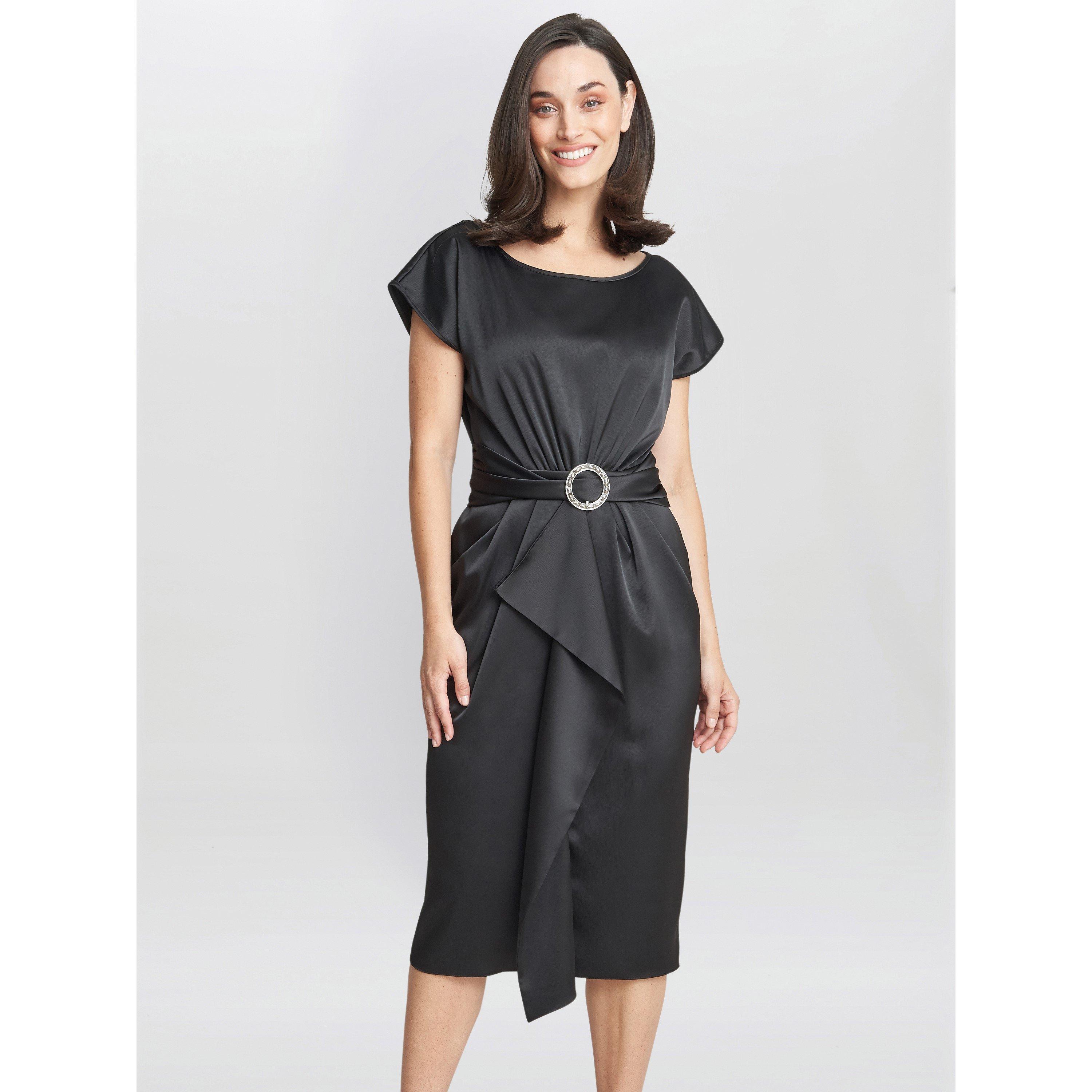 Black - Gina Bacconi - Pelia Satin Dress - 1