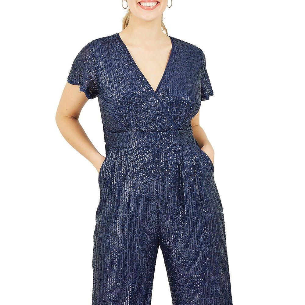 Navy - Yumi - Sequin Jumpsuit in Navy - 2