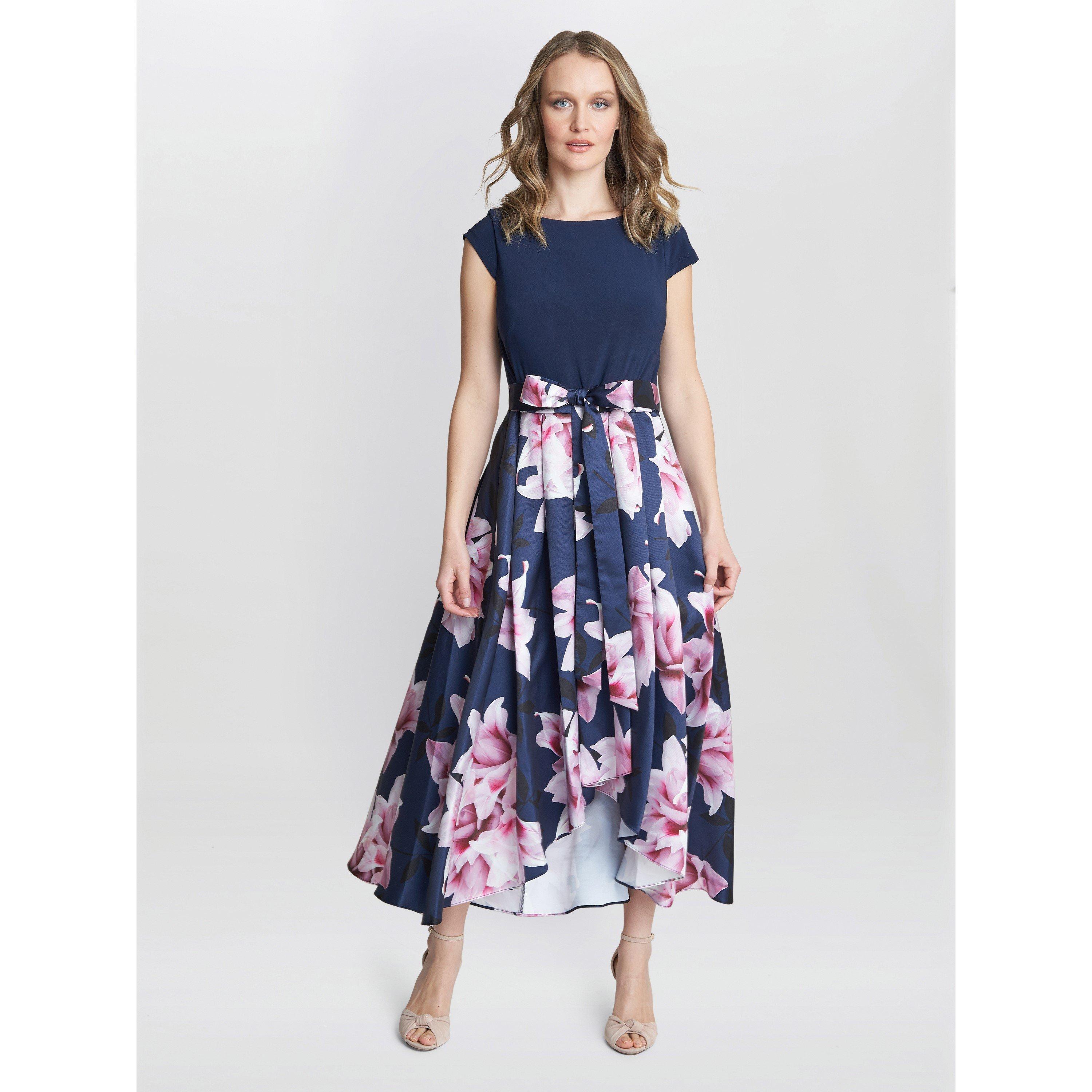 Gina Bacconi Women's Billie Printed High Low Dress - Navy /  - 22