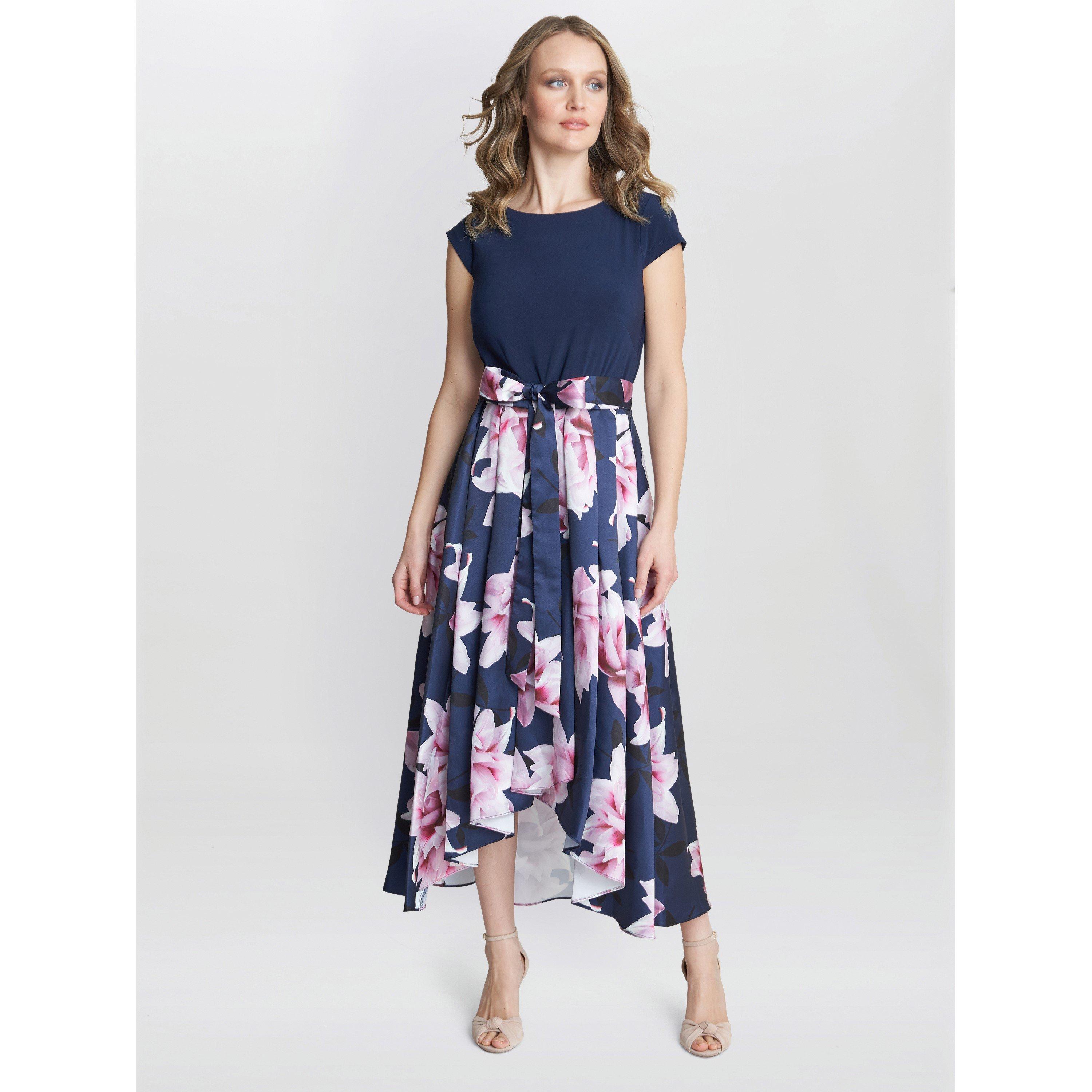 Navy / Multi - Gina Bacconi - Billie Printed High Low Dress - 3