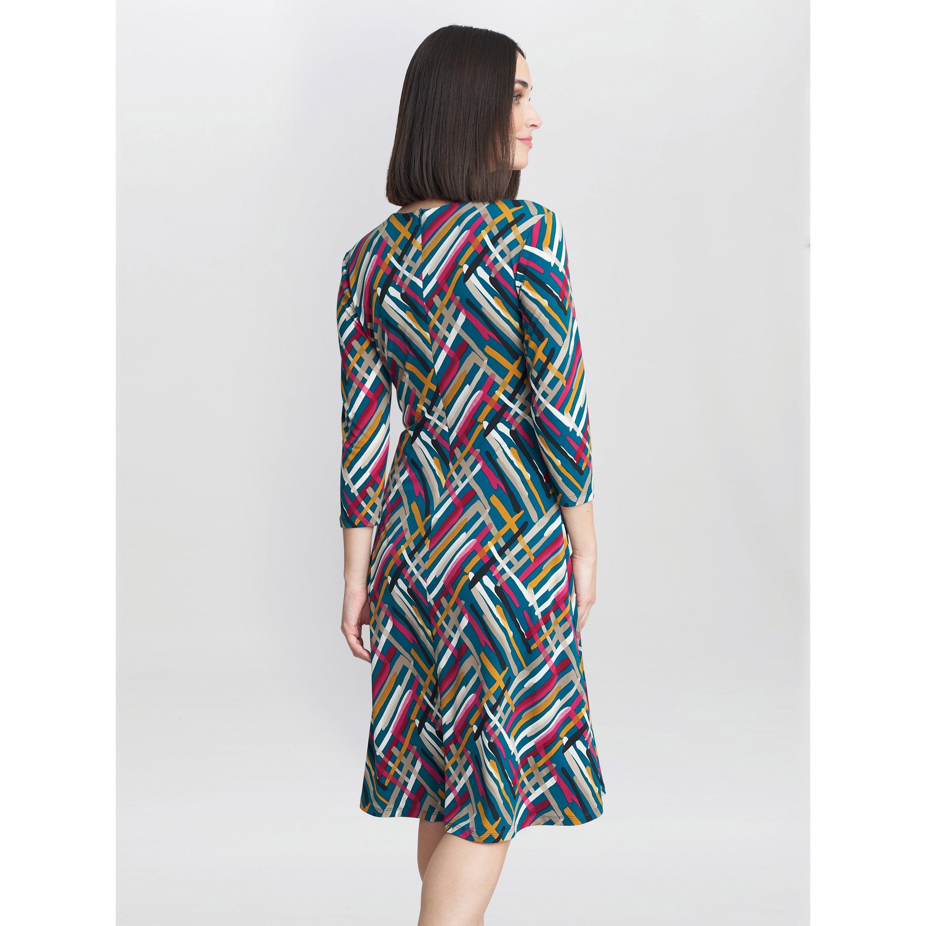 Teal / Multi - Gina Bacconi - Blair Jersey Wrap Dress - 2