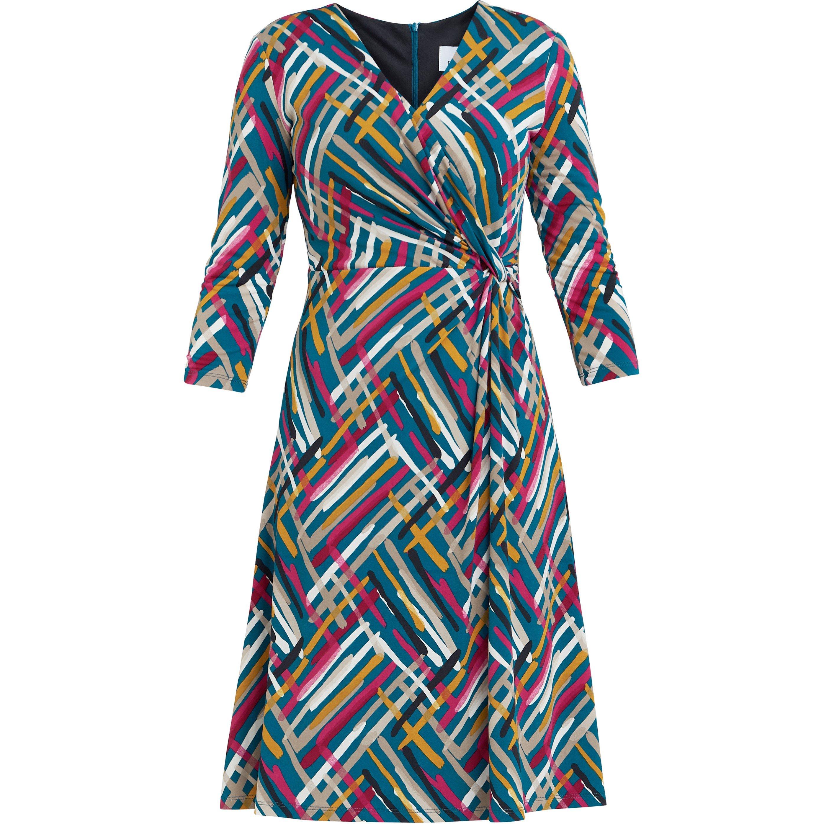 Teal / Multi - Gina Bacconi - Blair Jersey Wrap Dress - 4