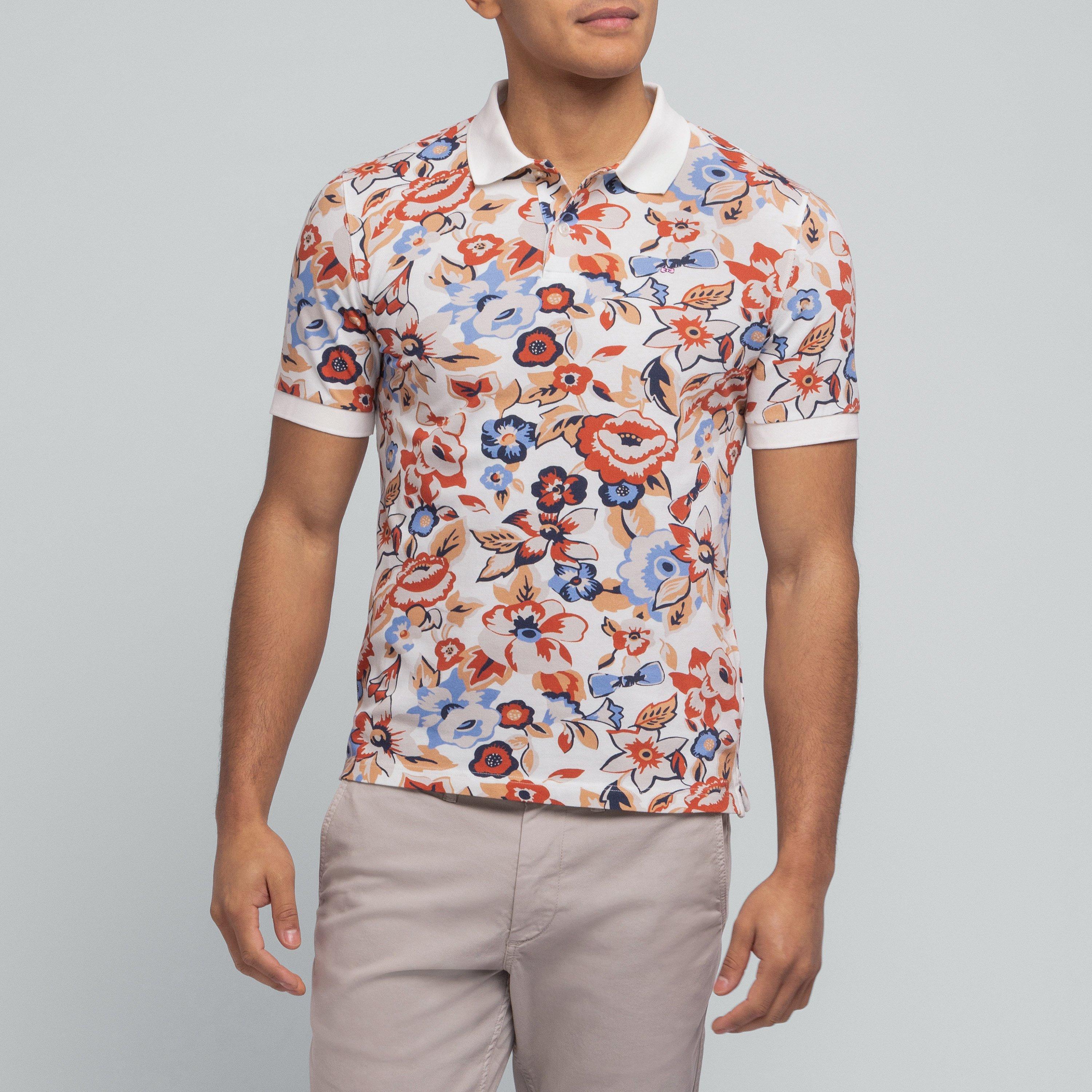 Ecc - Eden Park - White polo in cotton pique floral print - 2