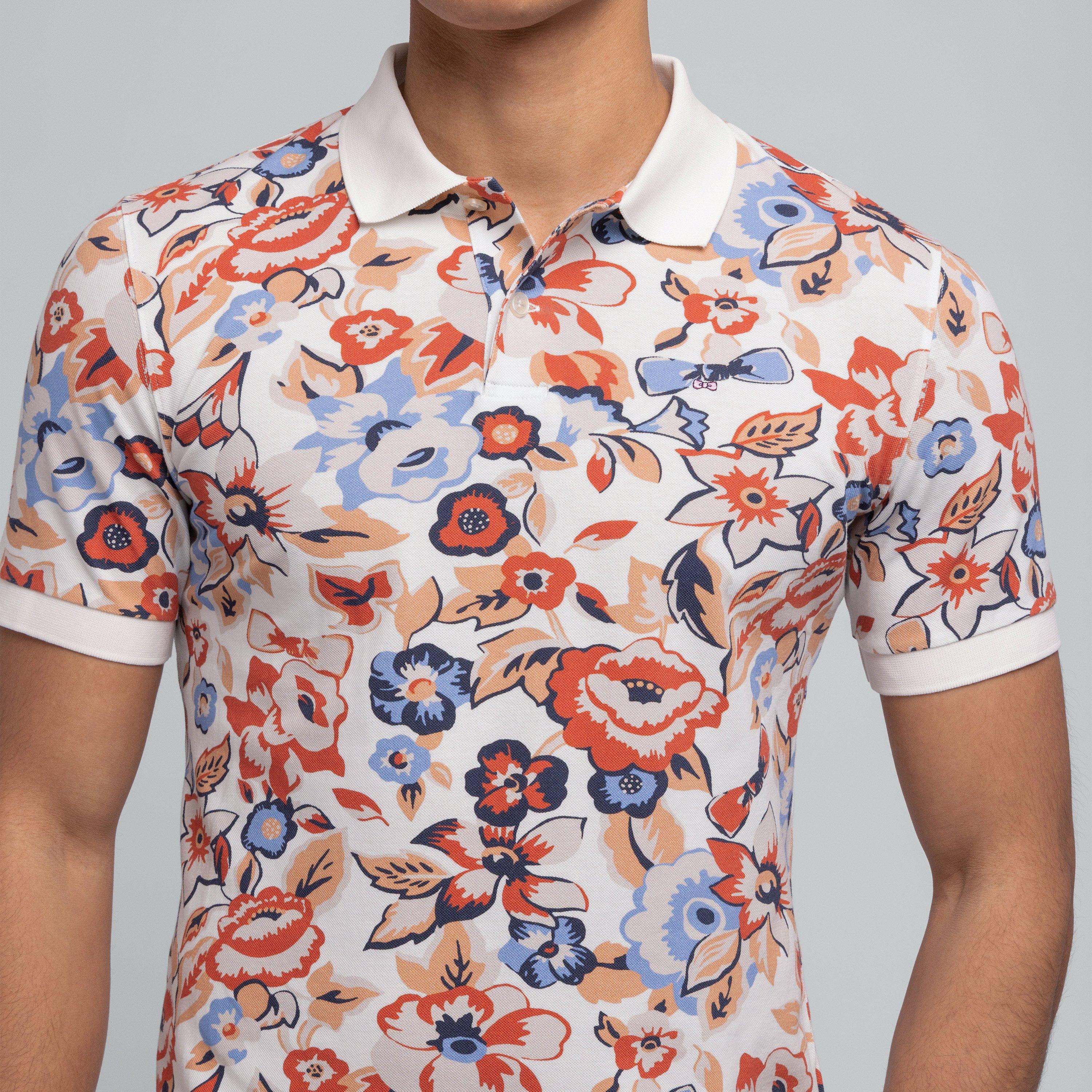 Ecc - Eden Park - White polo in cotton pique floral print - 3
