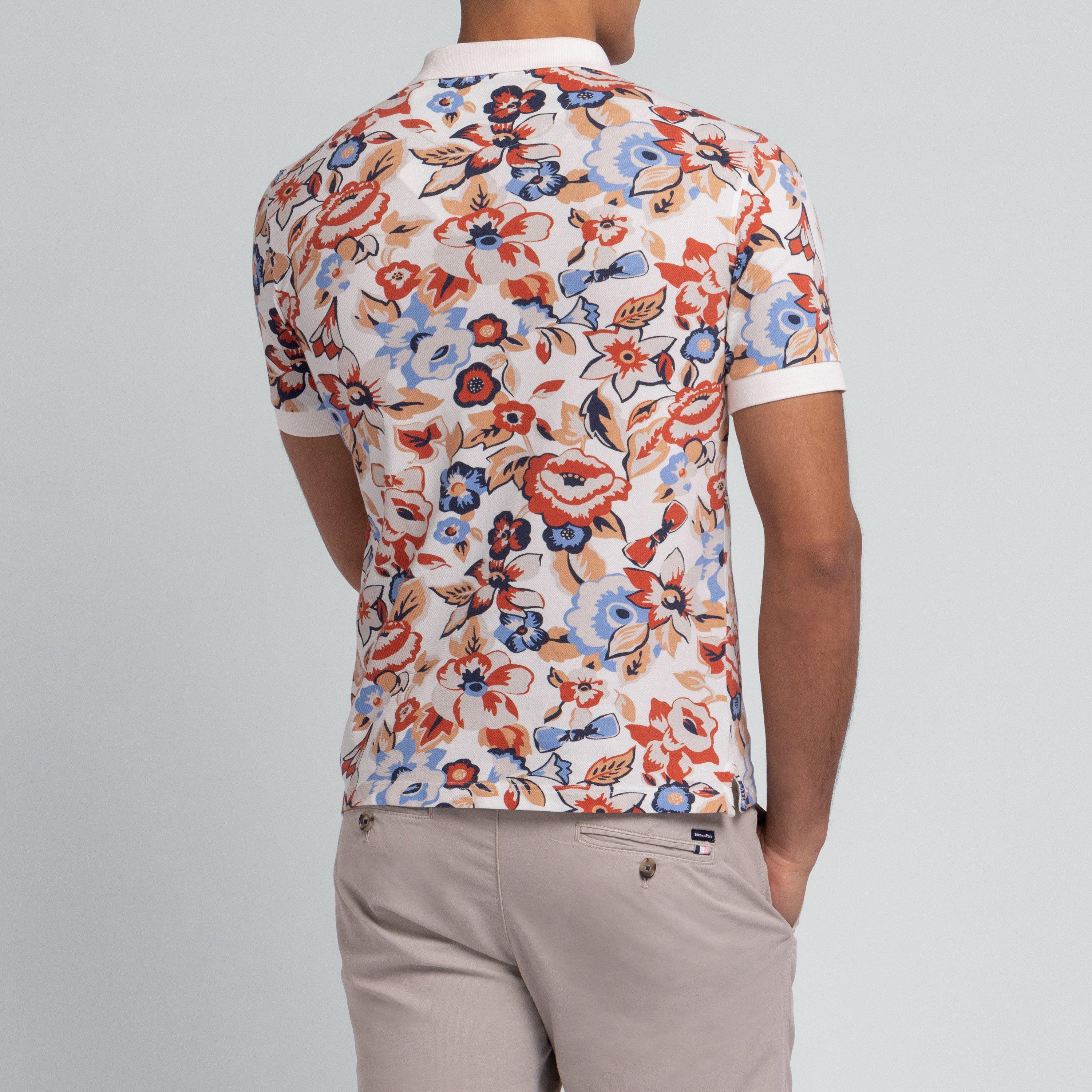Ecc - Eden Park - White polo in cotton pique floral print - 4