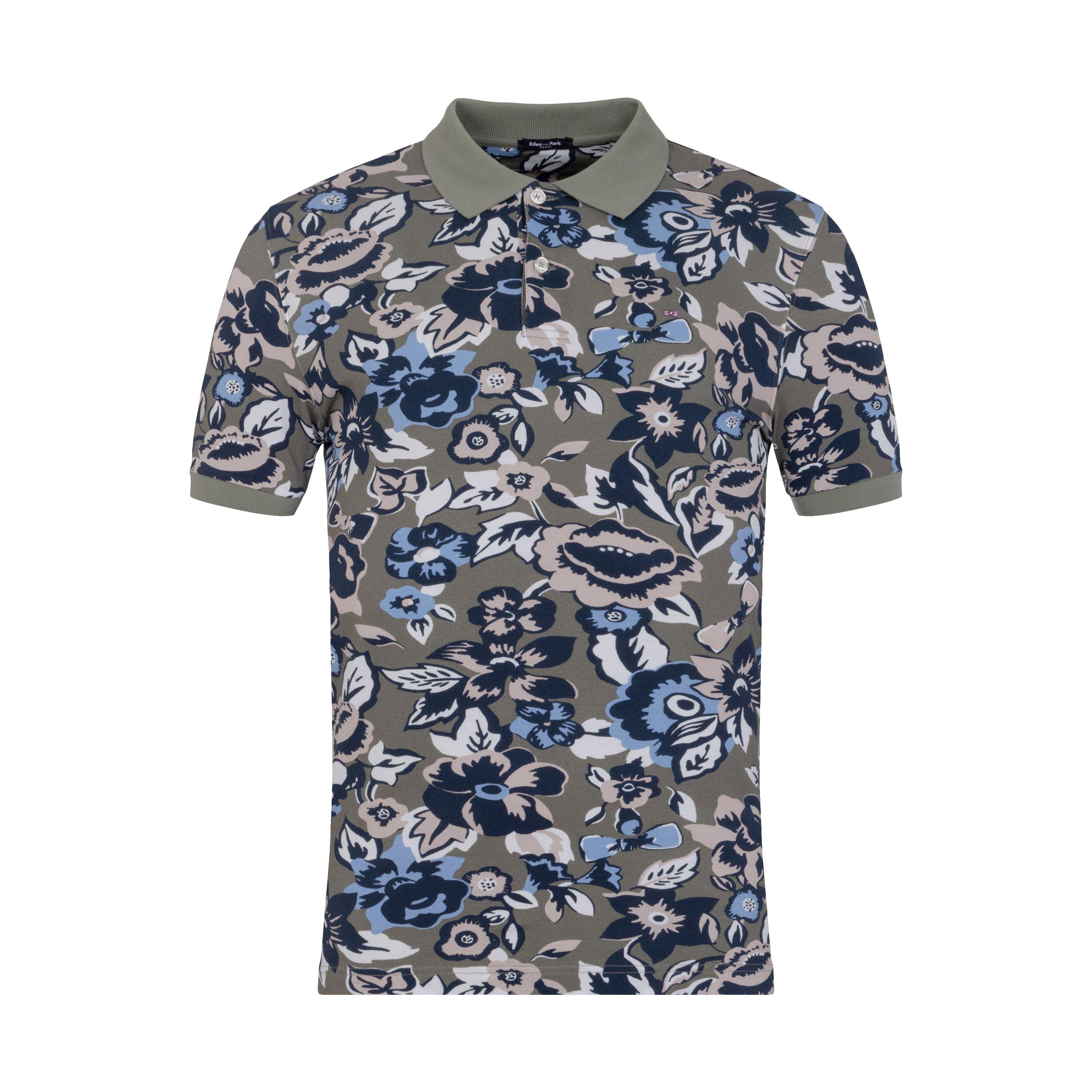 Kam11 - Eden Park - White polo in cotton pique floral print - 1
