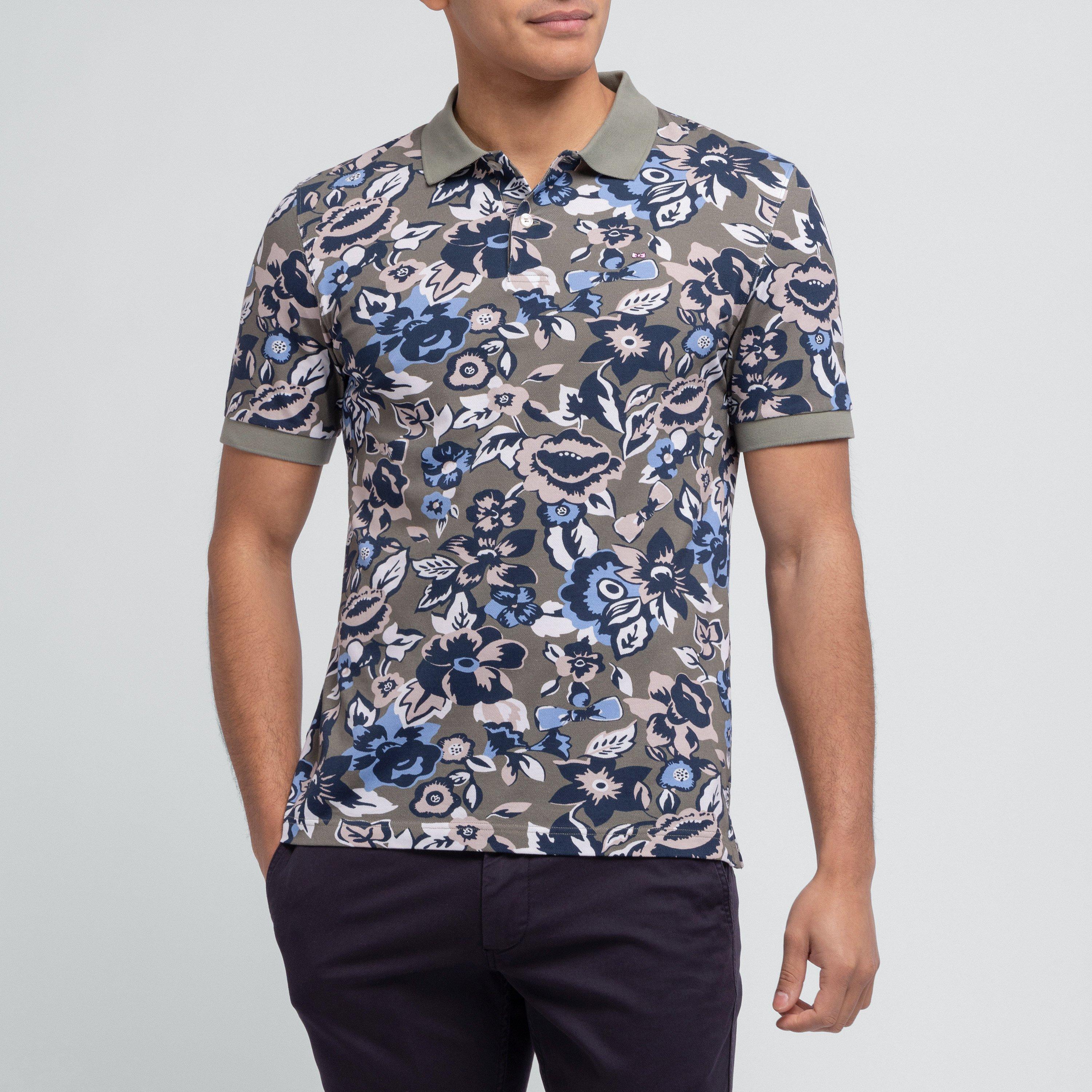 Kam11 - Eden Park - White polo in cotton pique floral print - 2