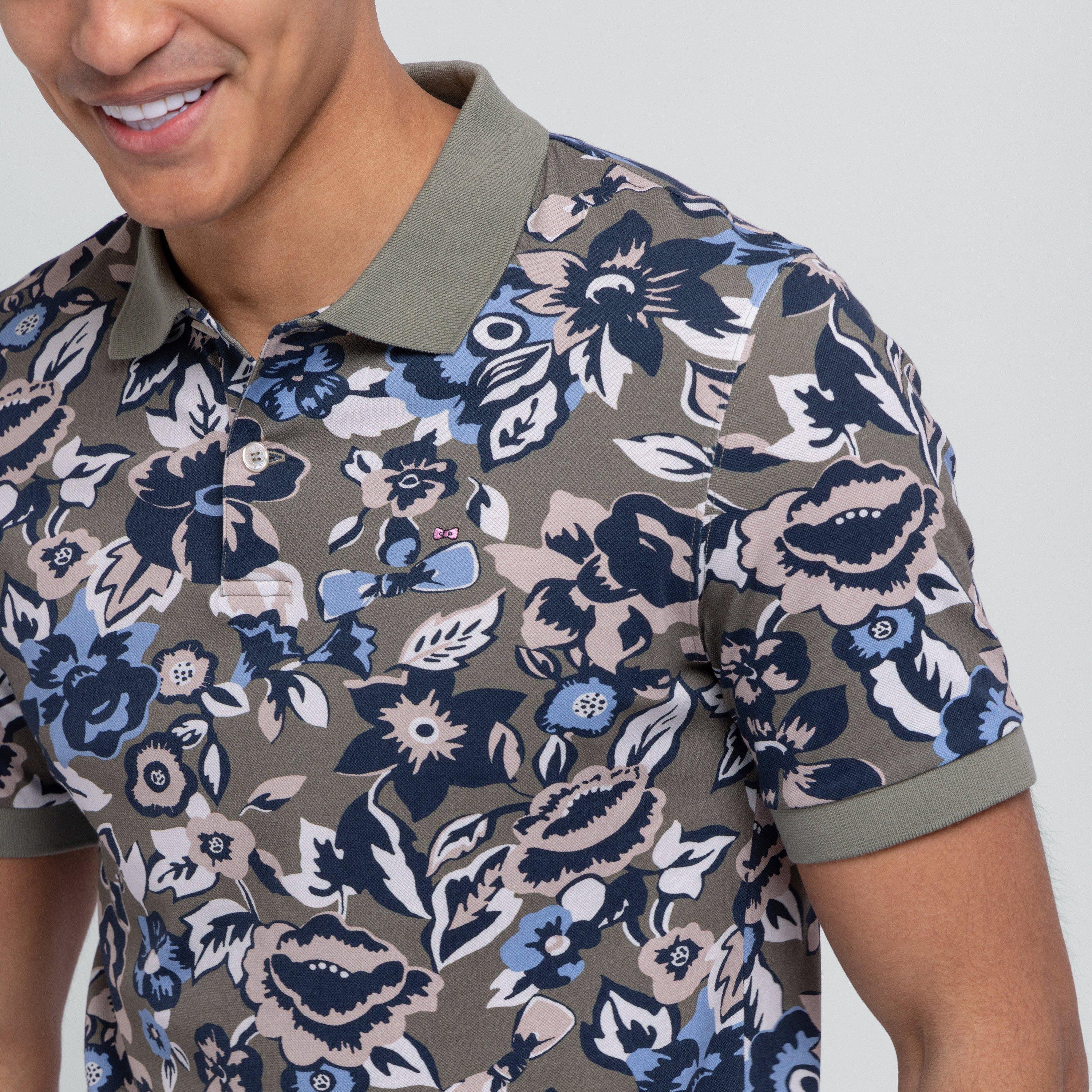 Kam11 - Eden Park - White polo in cotton pique floral print - 3