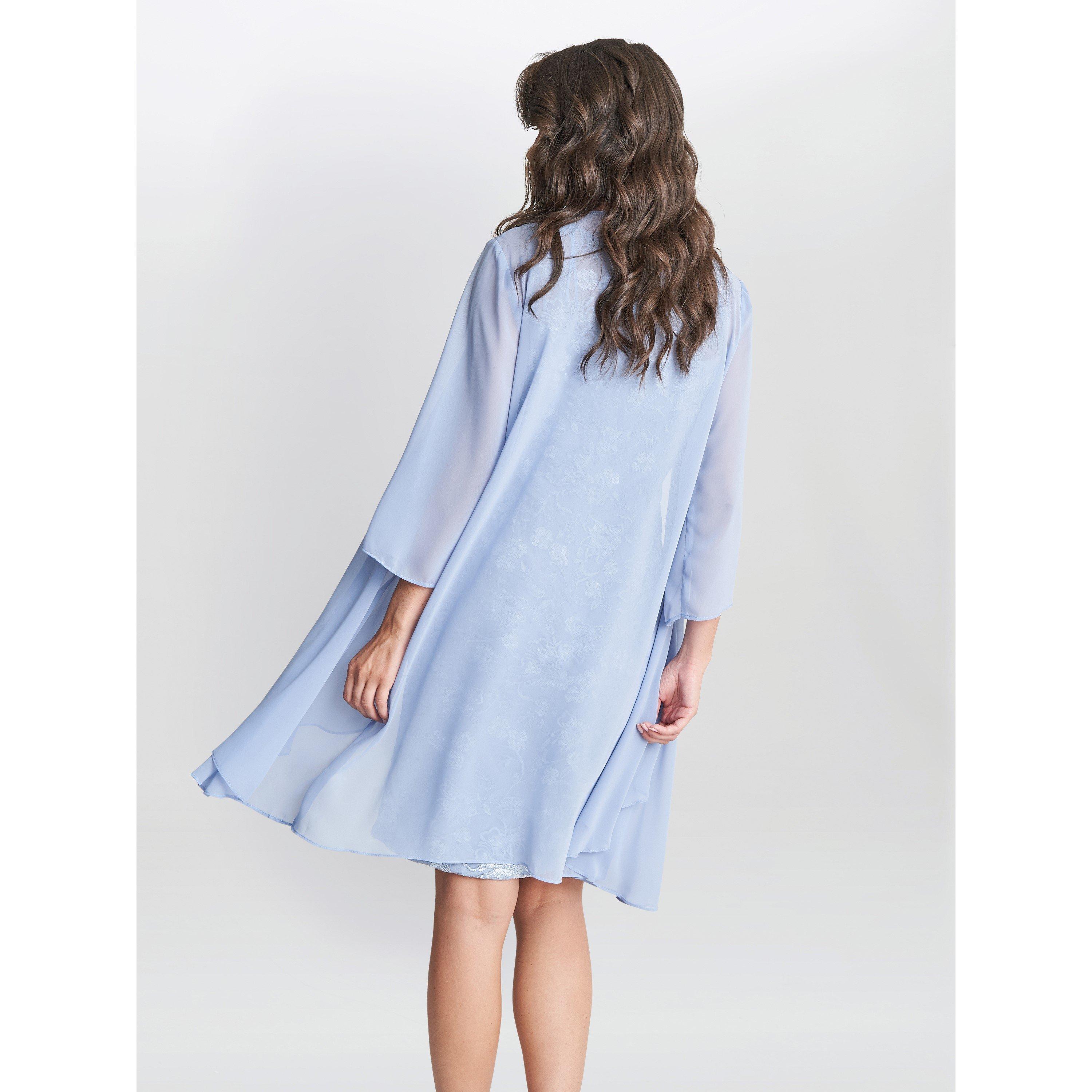 Light Blue - Gina Bacconi - Hayley Embroidered Dress With Jacket - 2