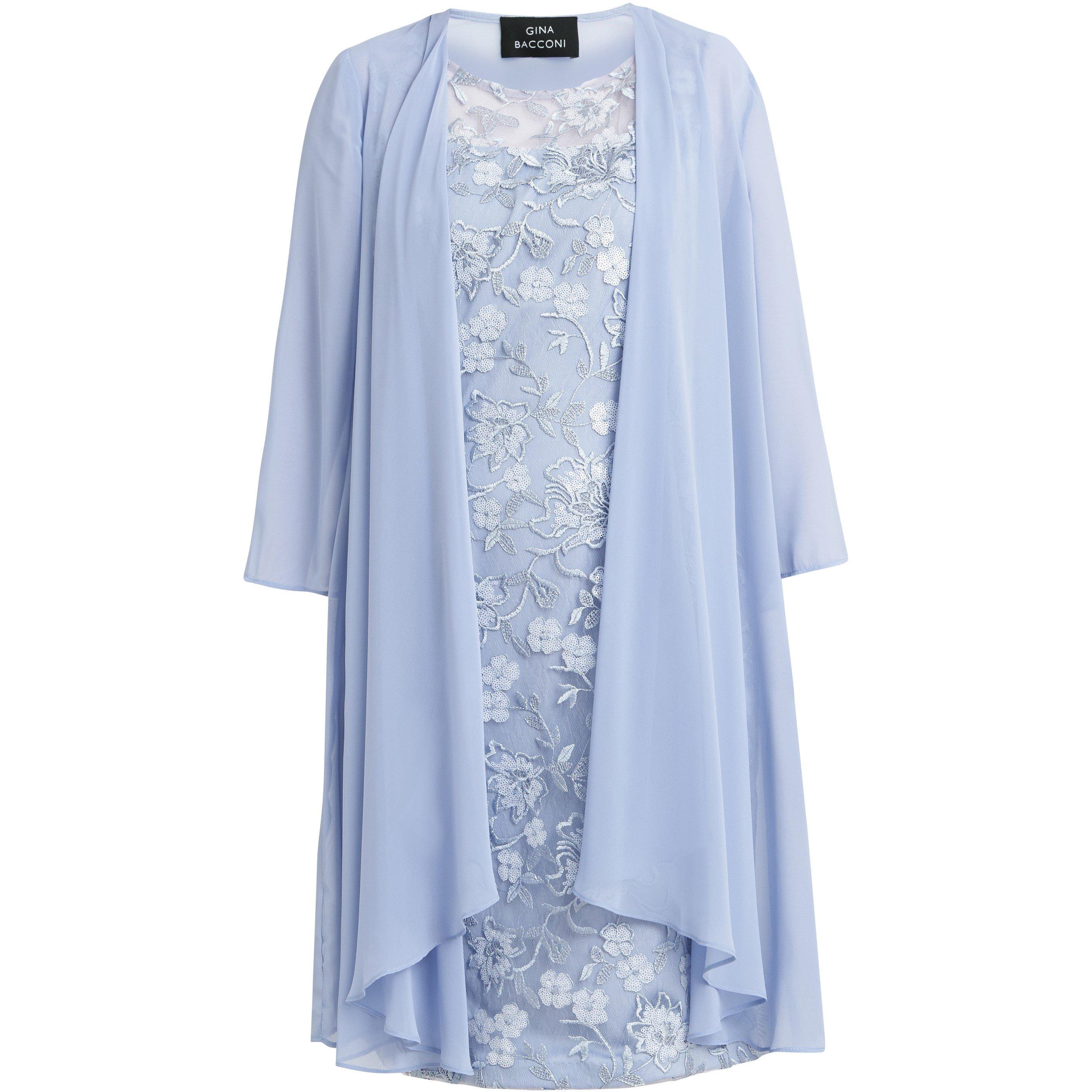 Light Blue - Gina Bacconi - Hayley Embroidered Dress With Jacket - 4