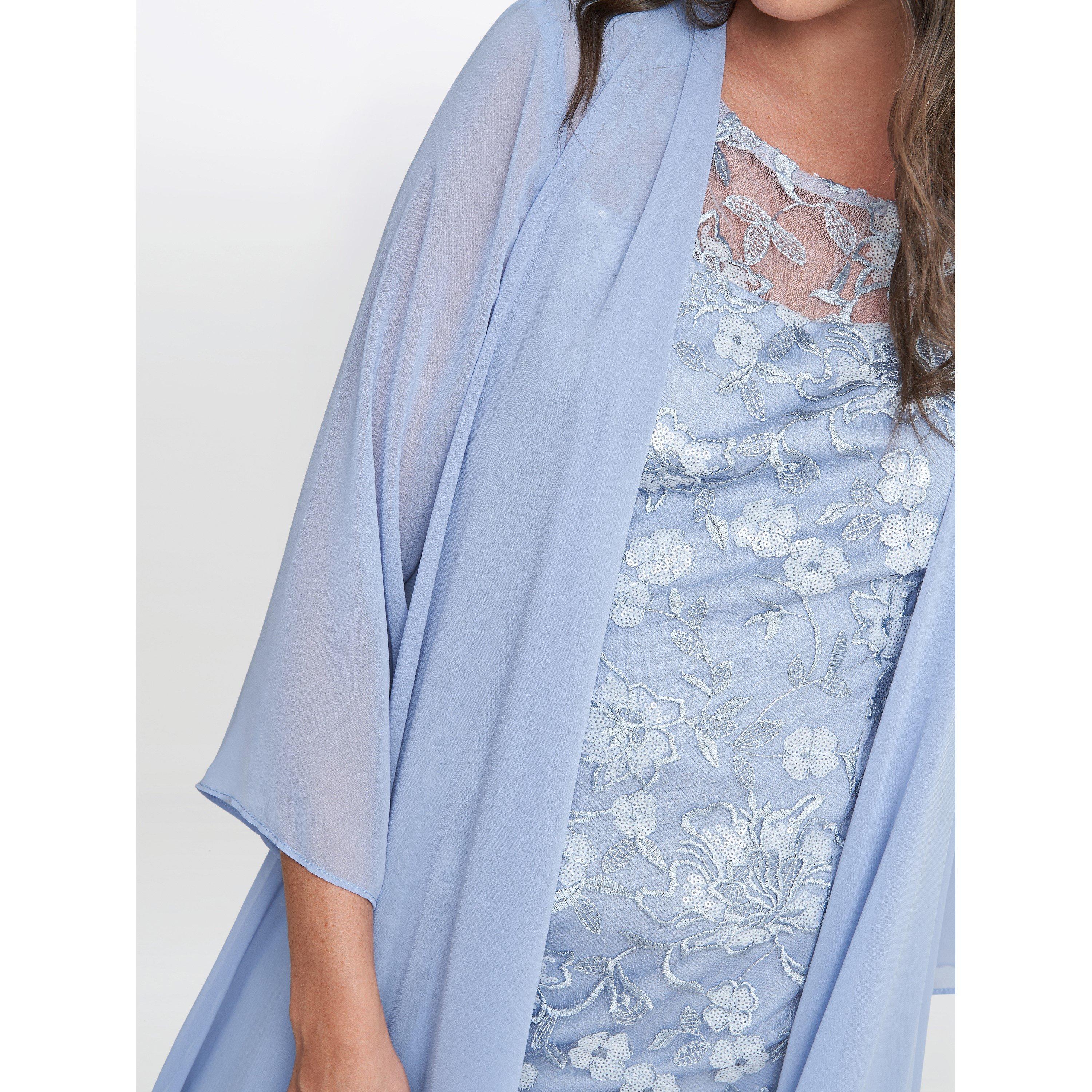 Light Blue - Gina Bacconi - Hayley Embroidered Dress With Jacket - 5