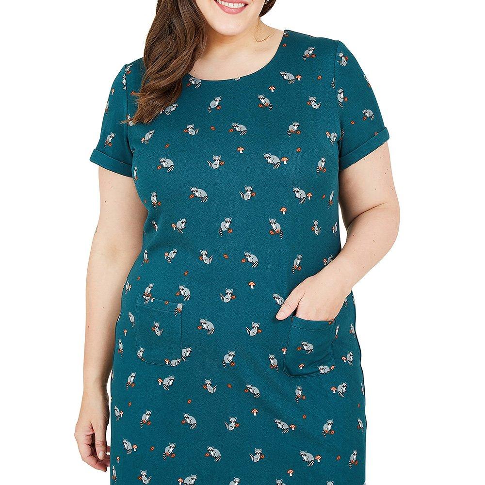 Green - Yumi - Green Racoon Tunic Dress - 2
