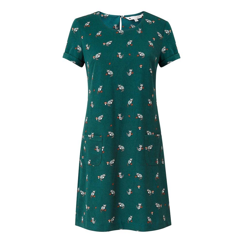 Green - Yumi - Green Racoon Tunic Dress - 4