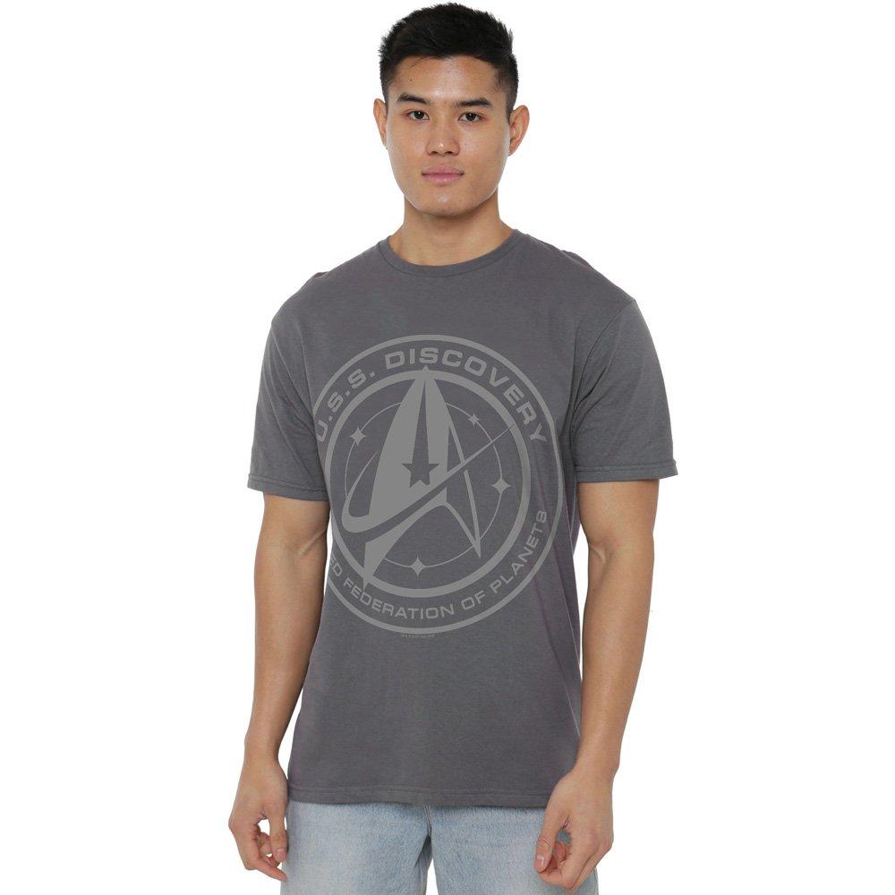 Grey - Star Trek - Star Trek Discovery Discovery Crest T Shirt Charc - 1