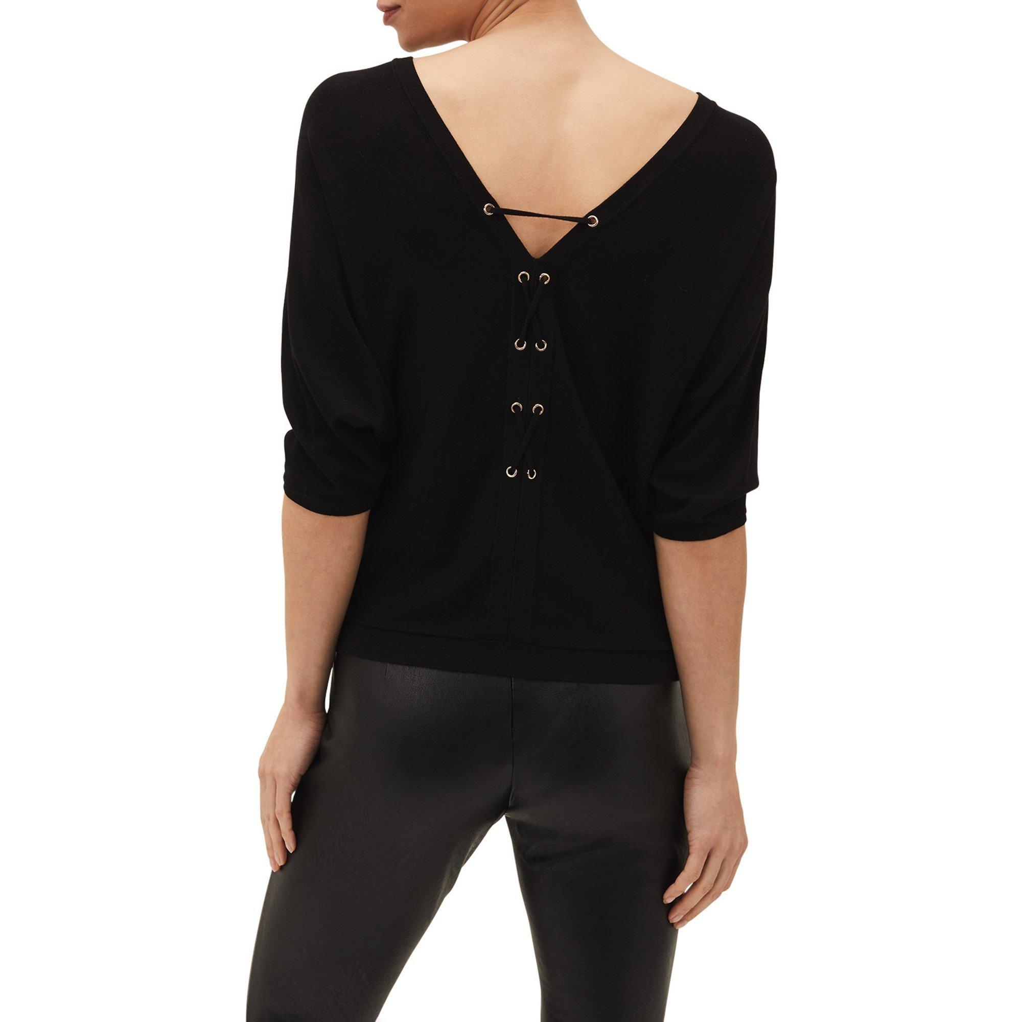 Black - Phase Eight - Cristine Lace up Knit - 3