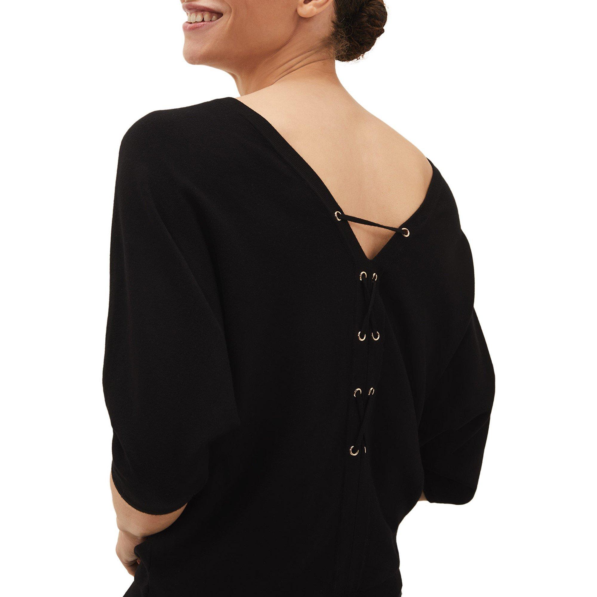 Black - Phase Eight - Cristine Lace up Knit - 4