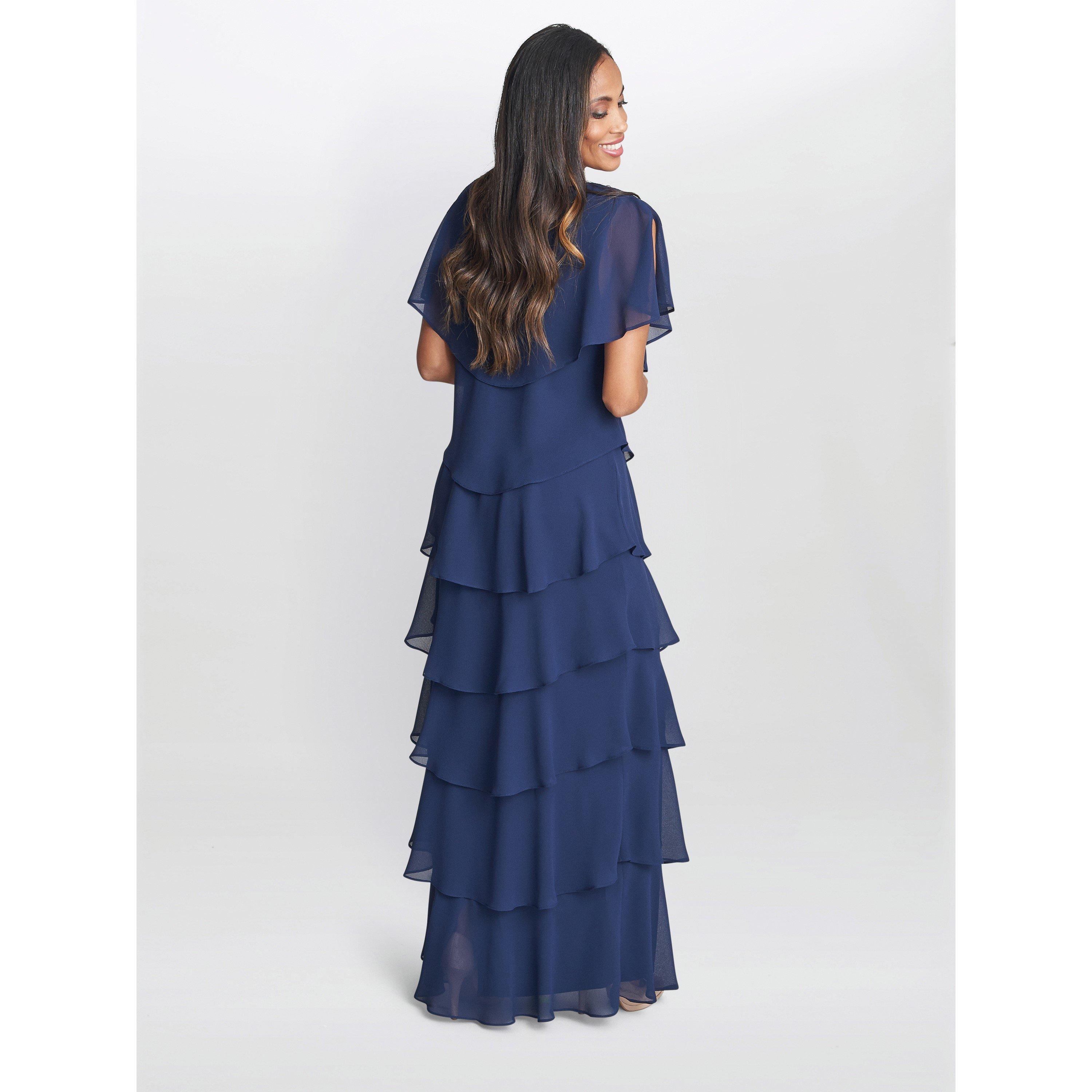Navy - Gina Bacconi - Catherine Tiered Maxi Dress - 2