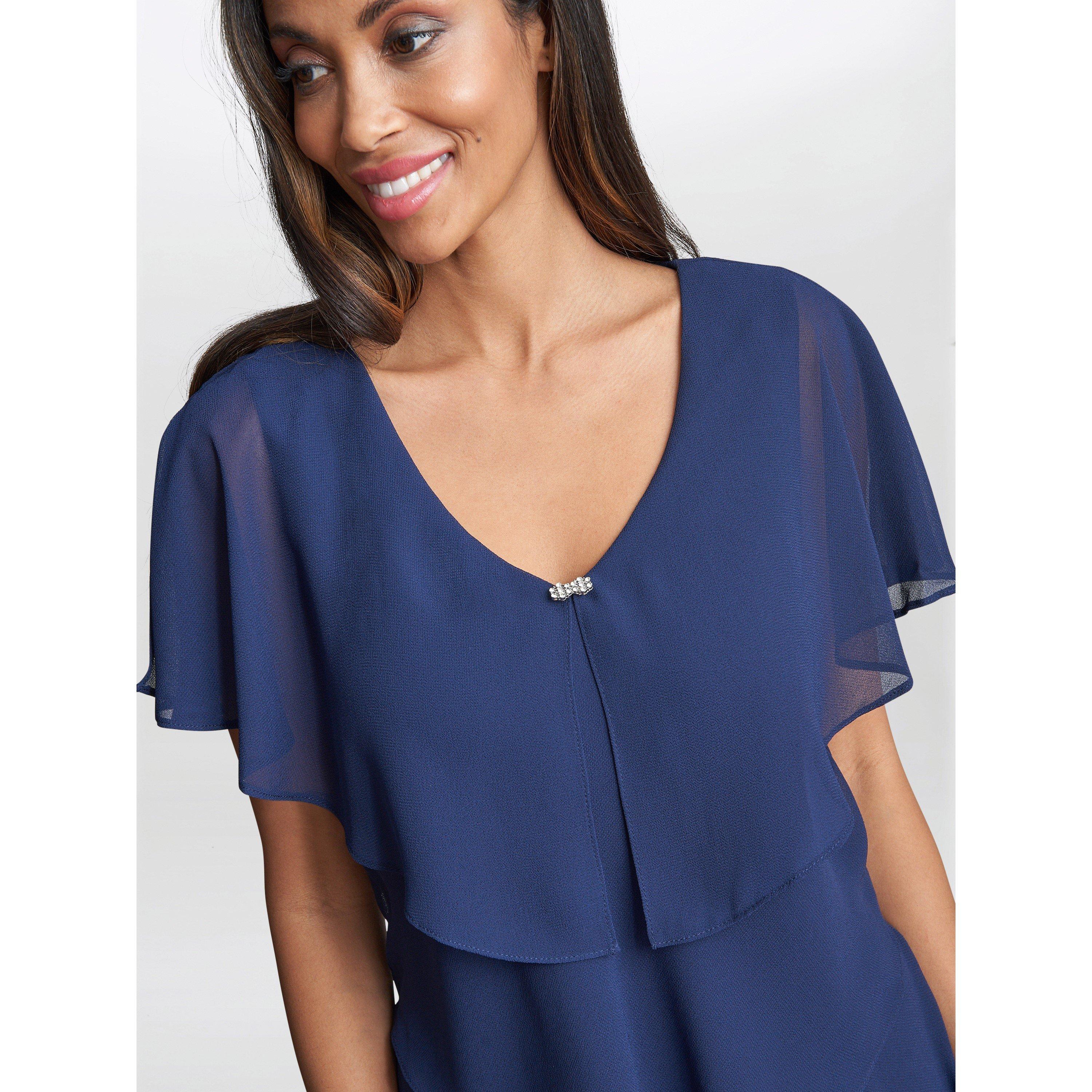 Navy - Gina Bacconi - Catherine Tiered Maxi Dress - 4