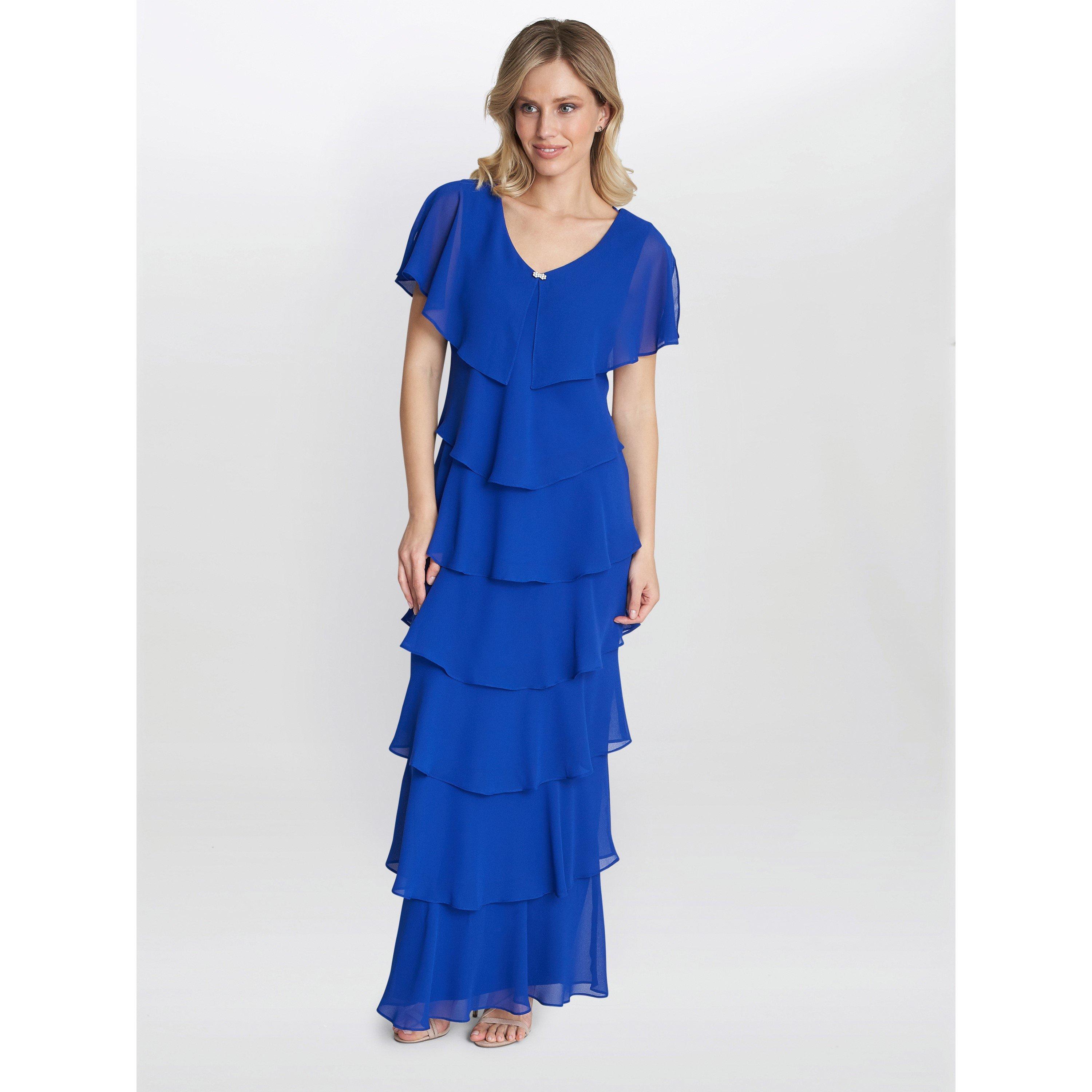 Gina Bacconi Women's Catherine Tiered Maxi Dress - Cobalt - 16