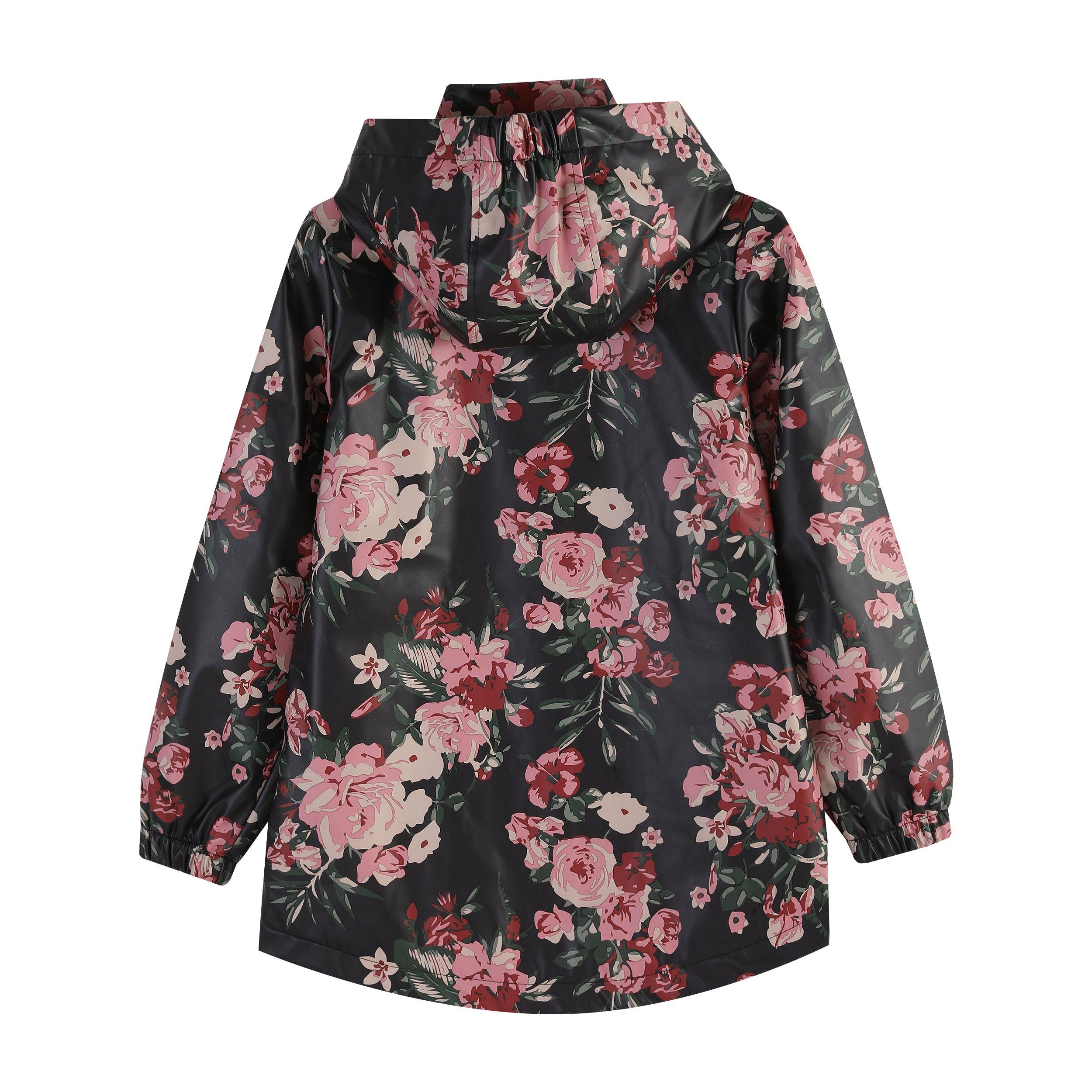 Midnight Floral - Firetrap - Kids' Water Resistant Fleece Lined Hooded Long Sleeve Rain Anorak - 2