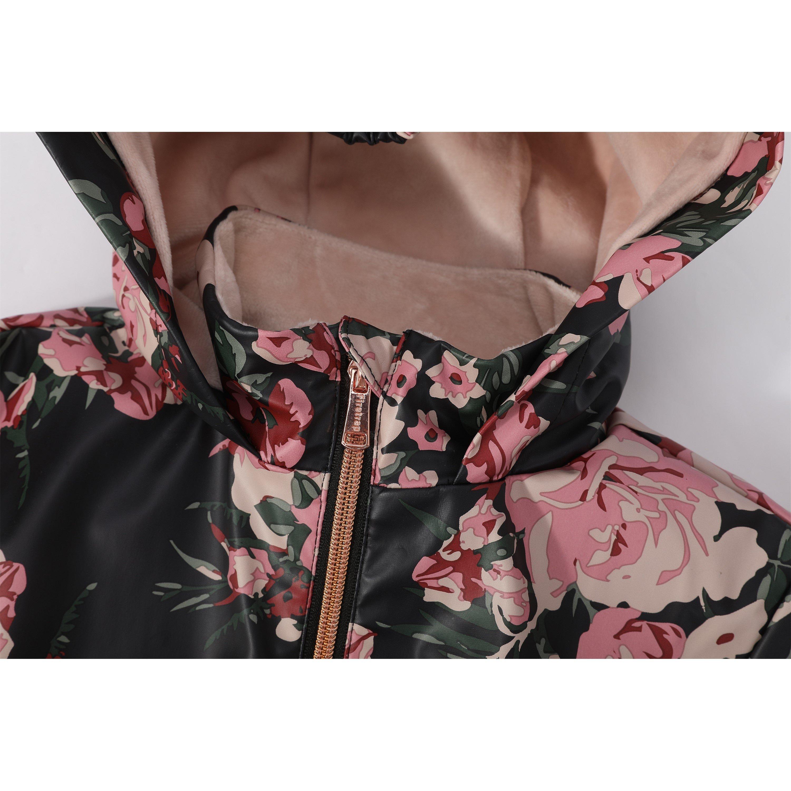 Midnight Floral - Firetrap - Kids' Water Resistant Fleece Lined Hooded Long Sleeve Rain Anorak - 3