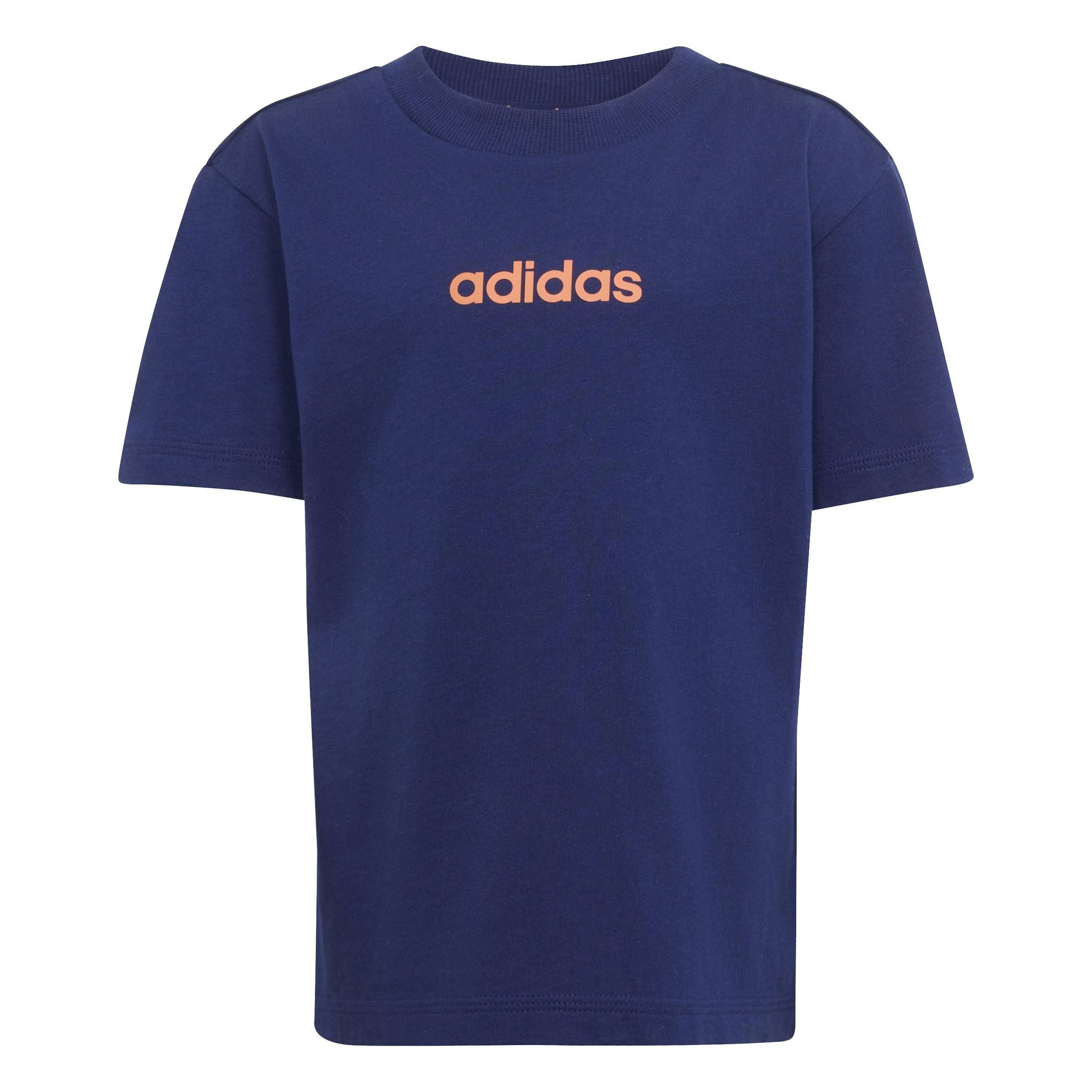 Dunkelblau/Duor - adidas - Kids' Lin Cotton Short-Sleeve T-Shirt and Shorts Clothing Set - 3