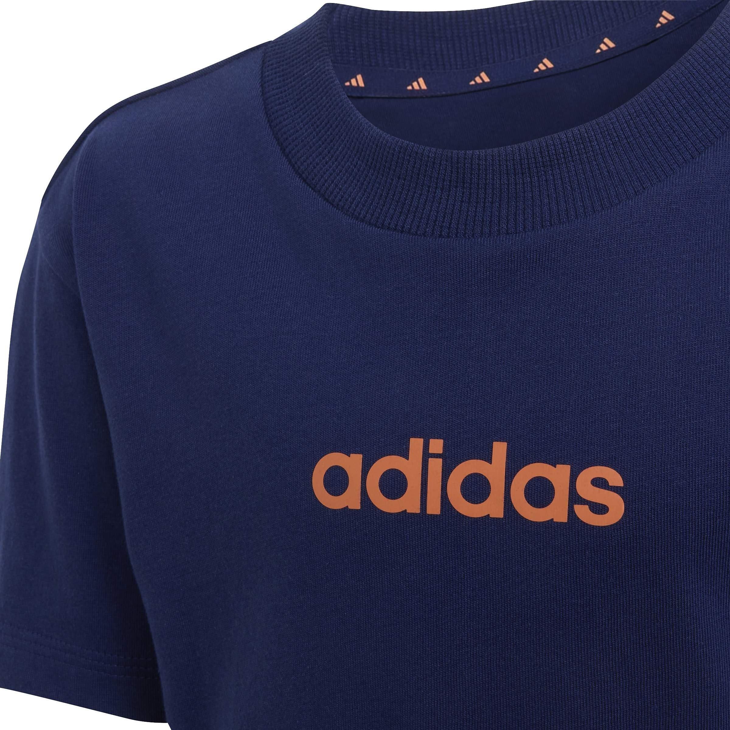 Dunkelblau/Duor - adidas - Kids' Lin Cotton Short-Sleeve T-Shirt and Shorts Clothing Set - 7