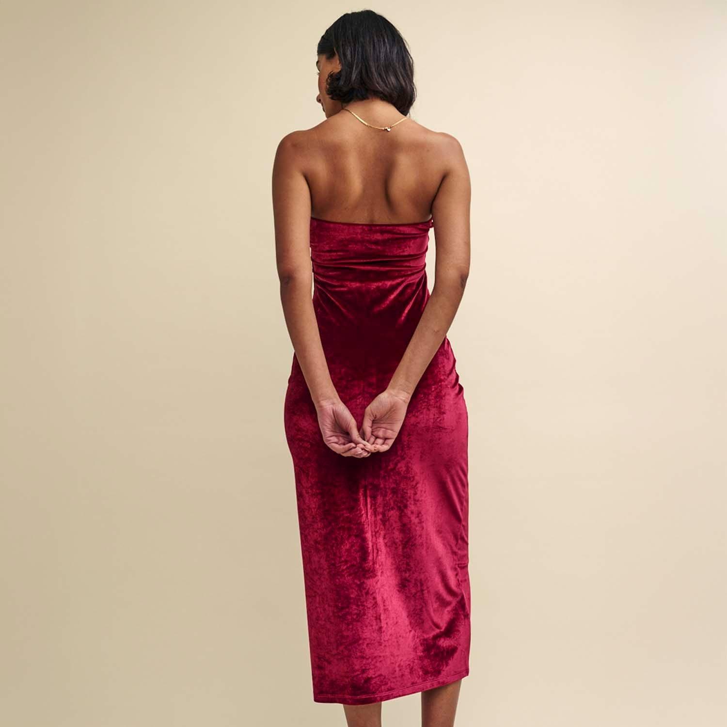 Red - Nobodys Child - Velvet Bandeau Dress - 2