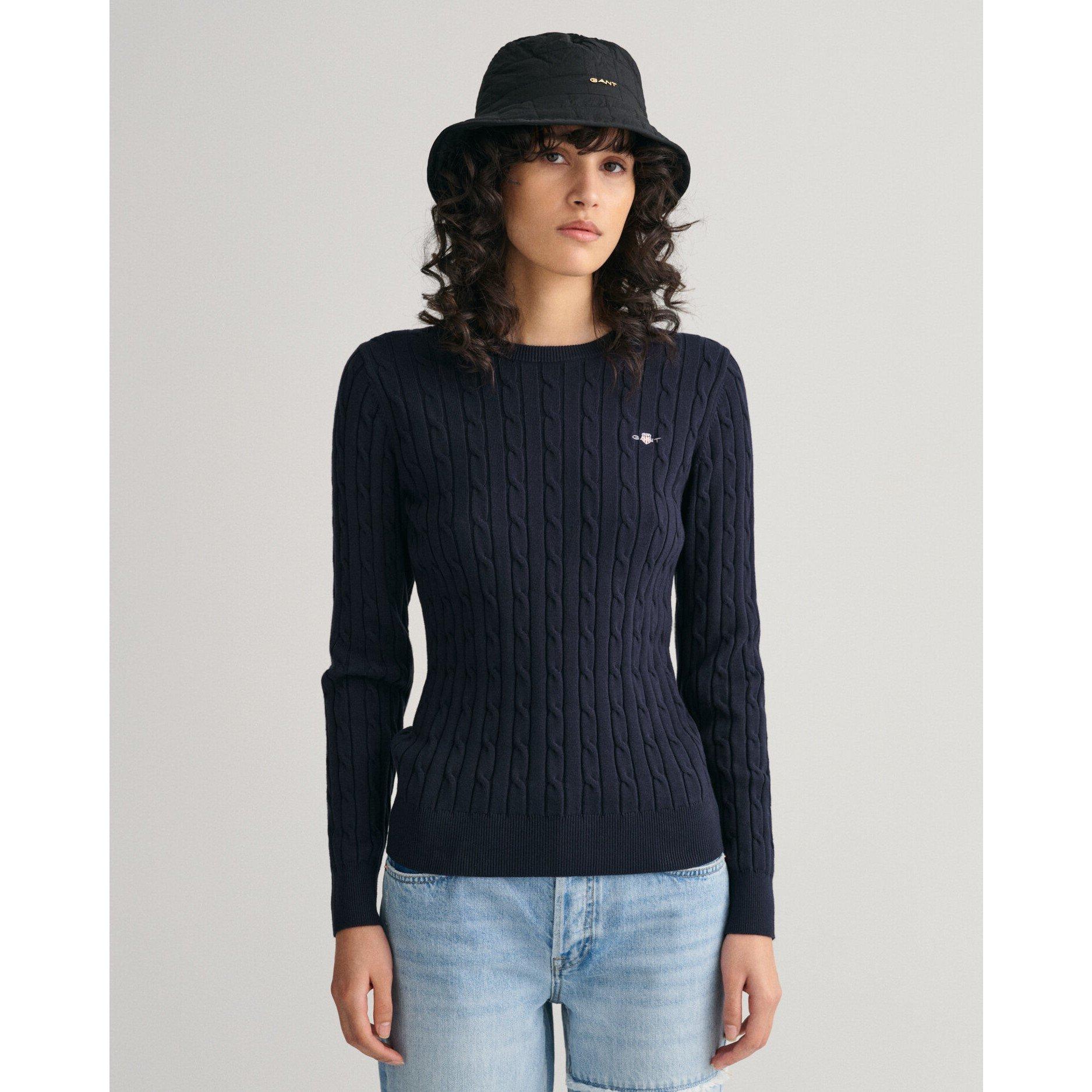 433 Blu Sera - Gant - Stretch Cotton Cable Knit Crew Neck Sweater - 9