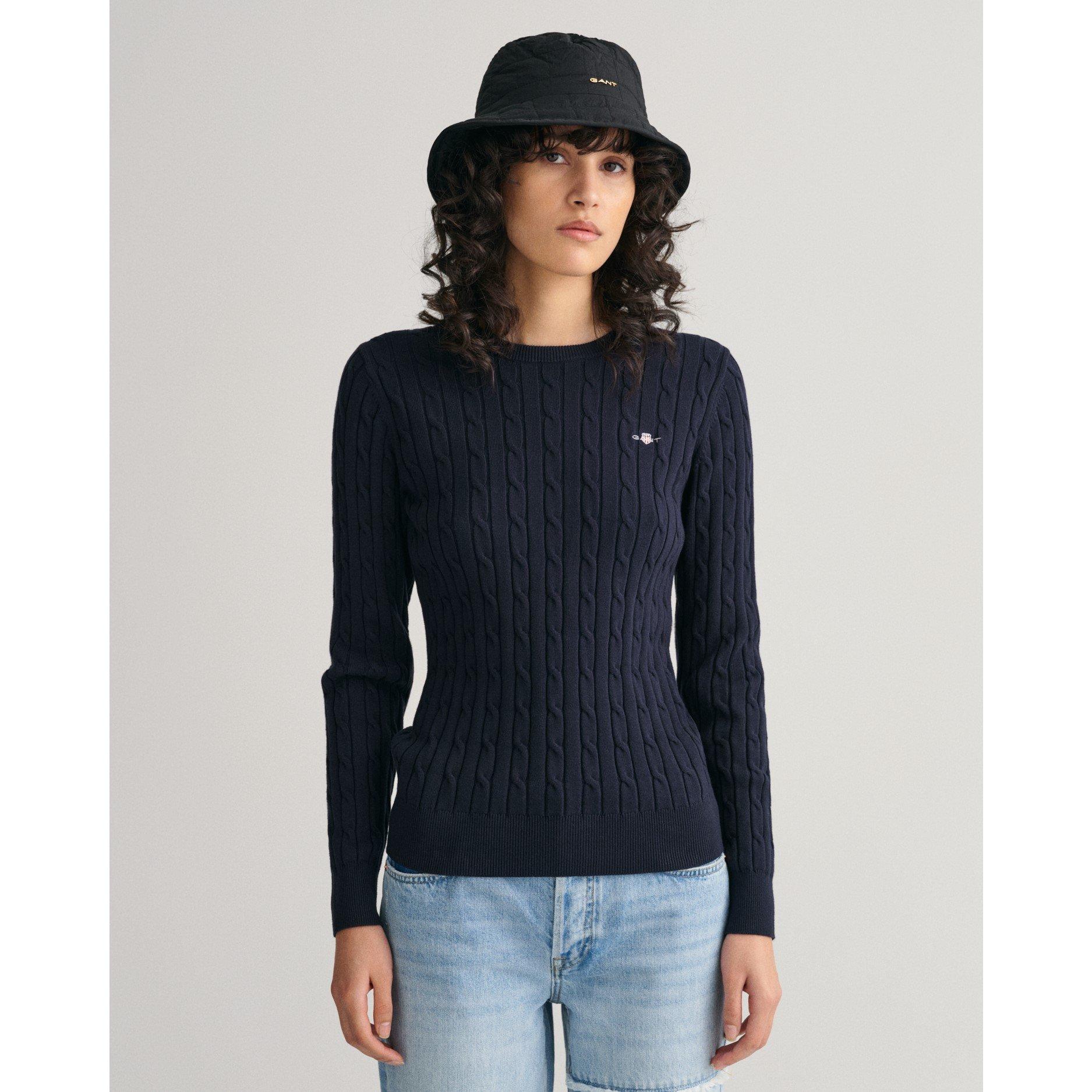 433 Blu Sera - Gant - Stretch Cotton Cable Knit Crew Neck Sweater - 3