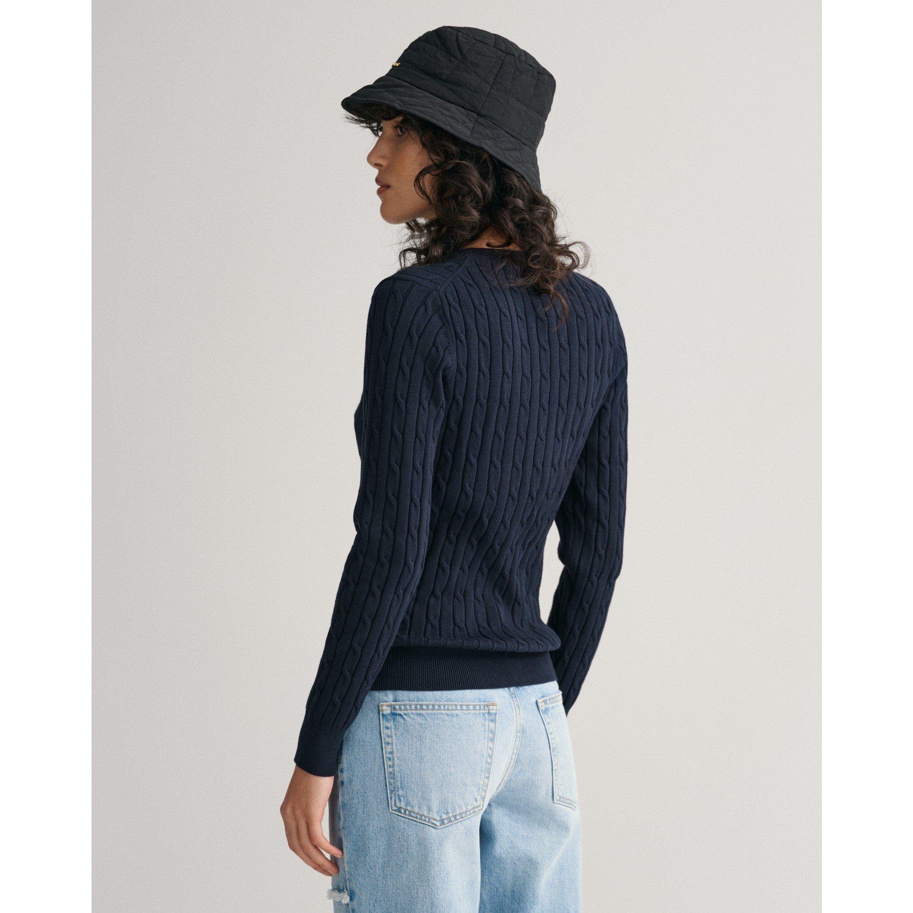 433 Blu Sera - Gant - Stretch Cotton Cable Knit Crew Neck Sweater - 4