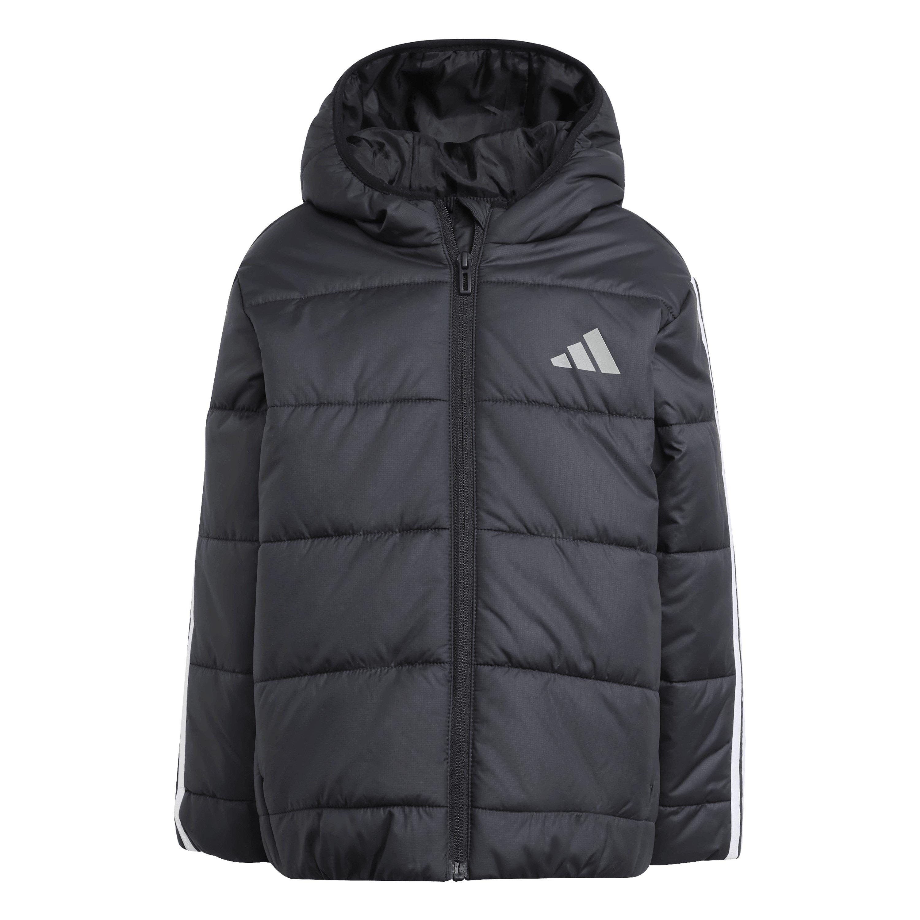 Crno/Bijelo - adidas - Kids' Essentials 3-Stripes Water-Repellent Long Sleeve Puffer Jacket - 1