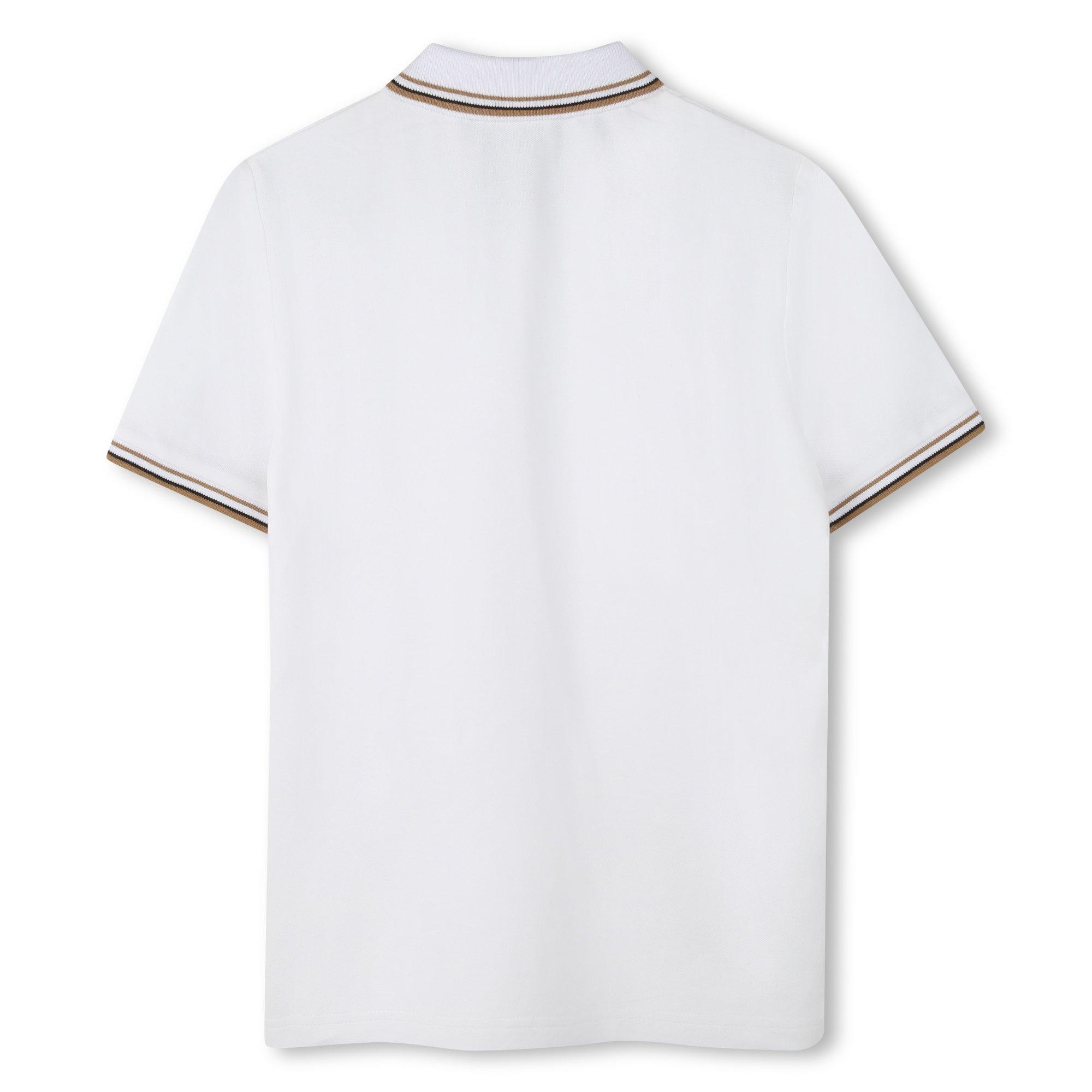 White - Boss - Kids Colour Block Short-Sleeve Polo - 2